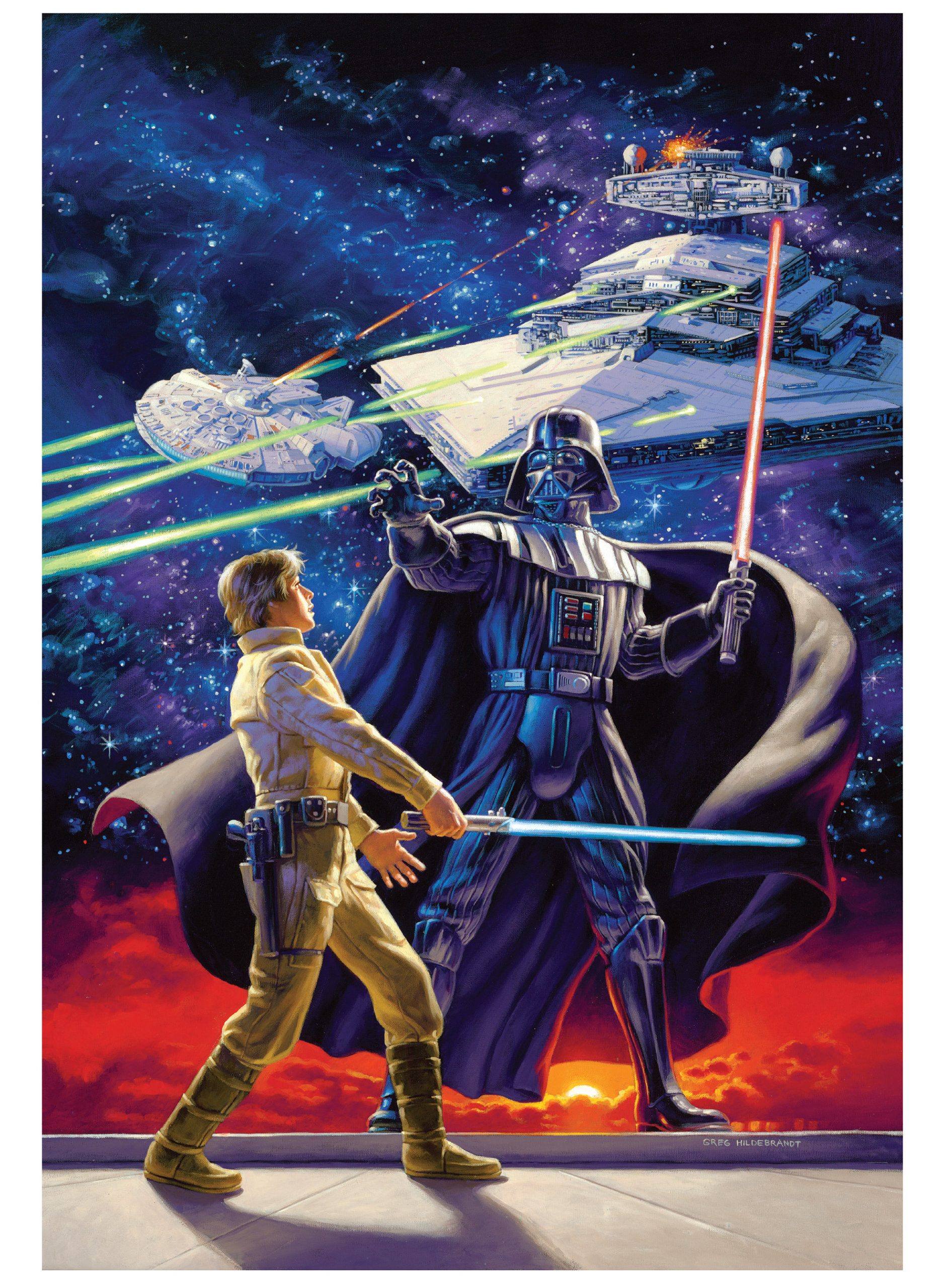 Star Wars Darth Vader Luke Skywalker Sith Jedi Millenium Falcon Star Destroyer Concept Art Greg Hild 1890x2560