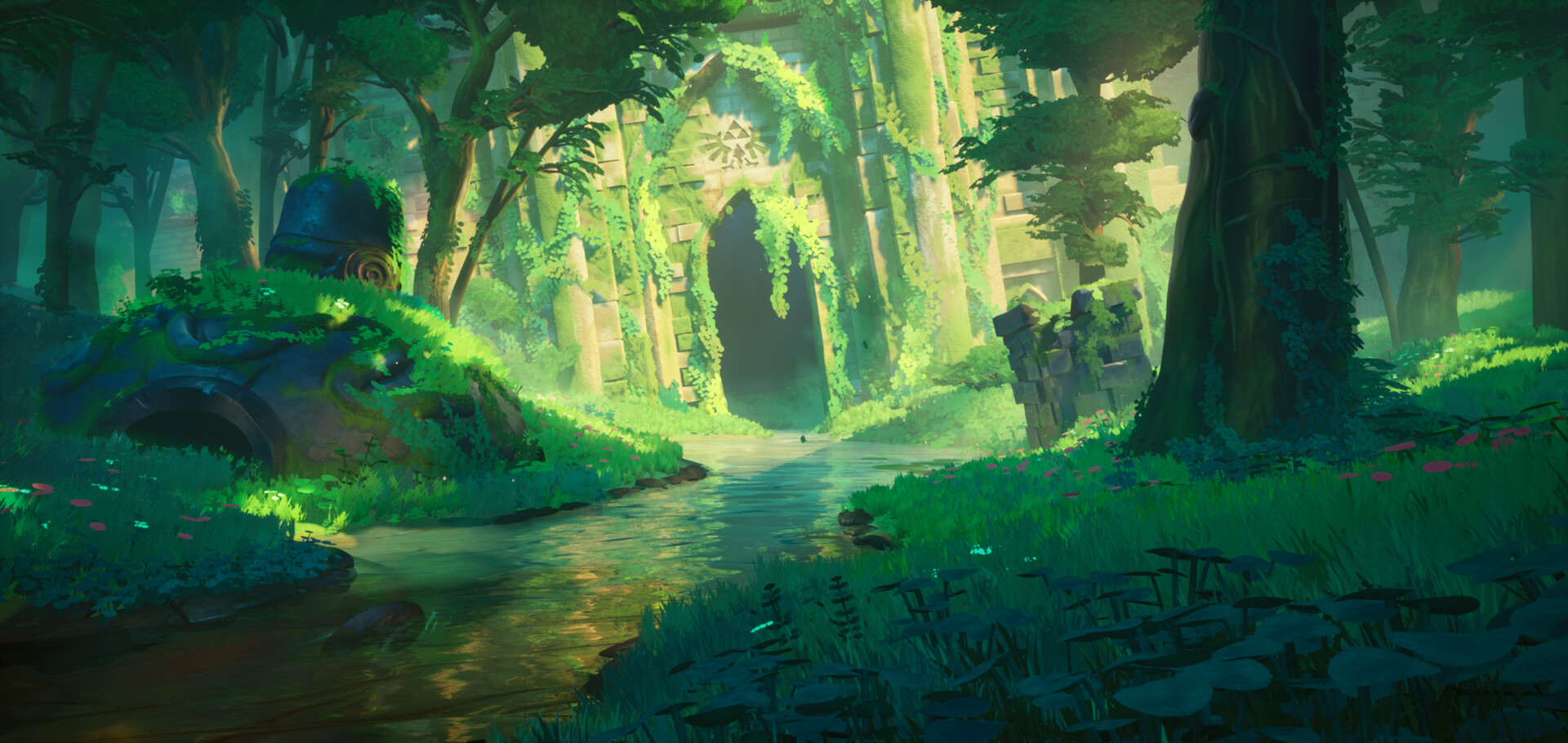 Artwork Digital Art Trees Decay River The Legend Of Zelda The Legend Of Zelda Breath Of The Wild 1920x910