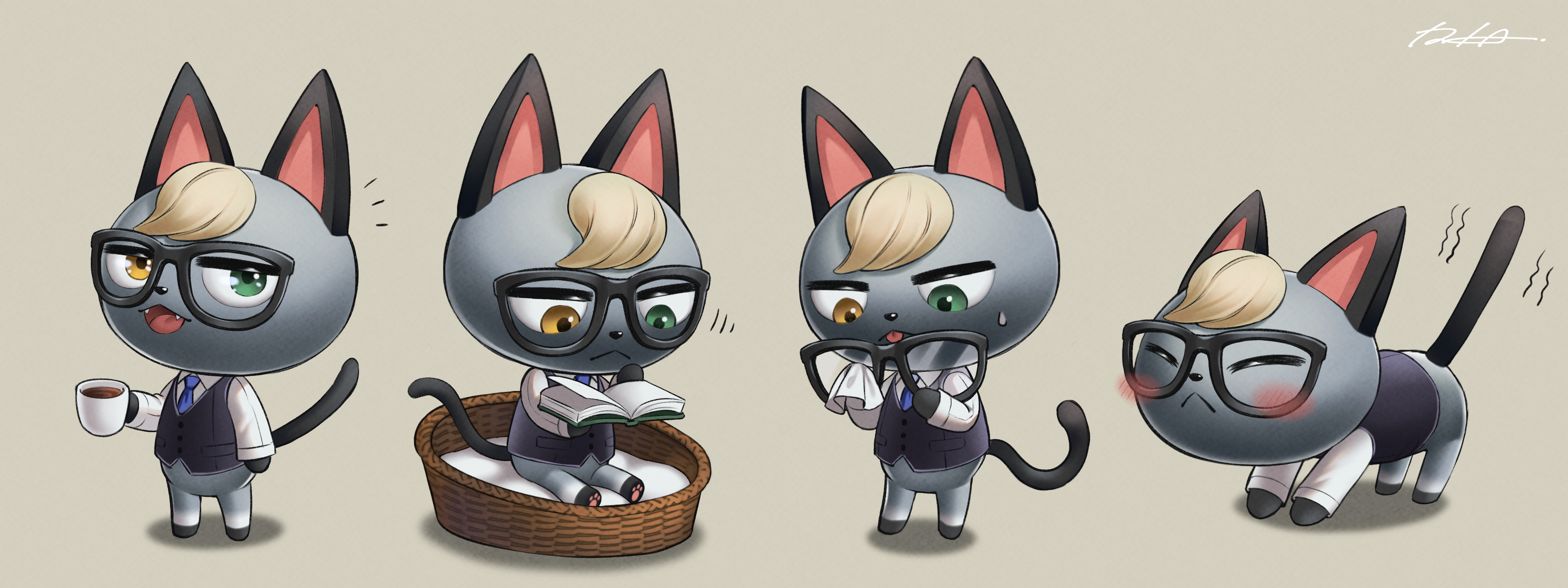 Animal Crossing Cats 3541x1328