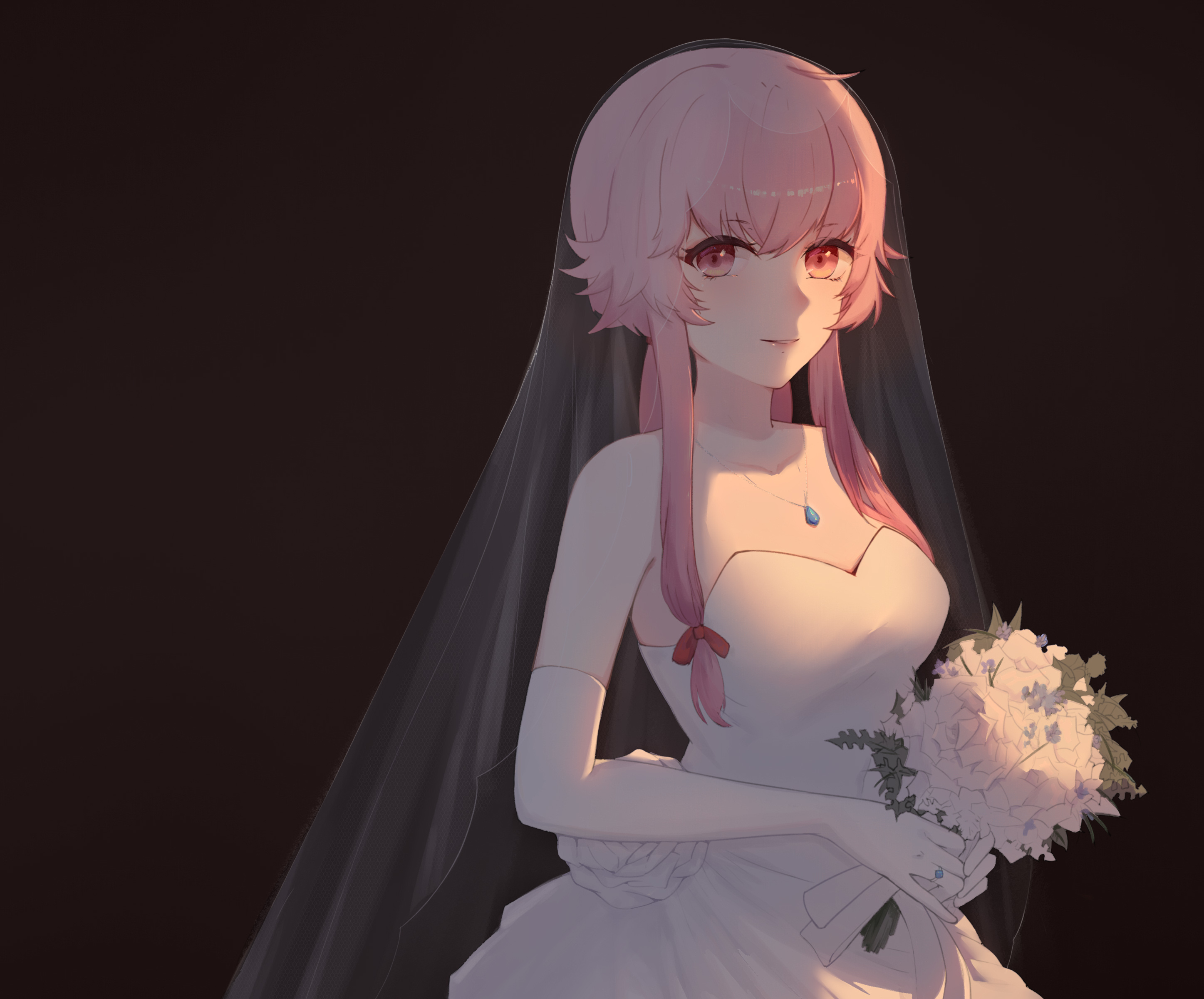 Mirai Nikki Gasai Yuno Yandere Wedding Dress Anime Girls 2894x2400