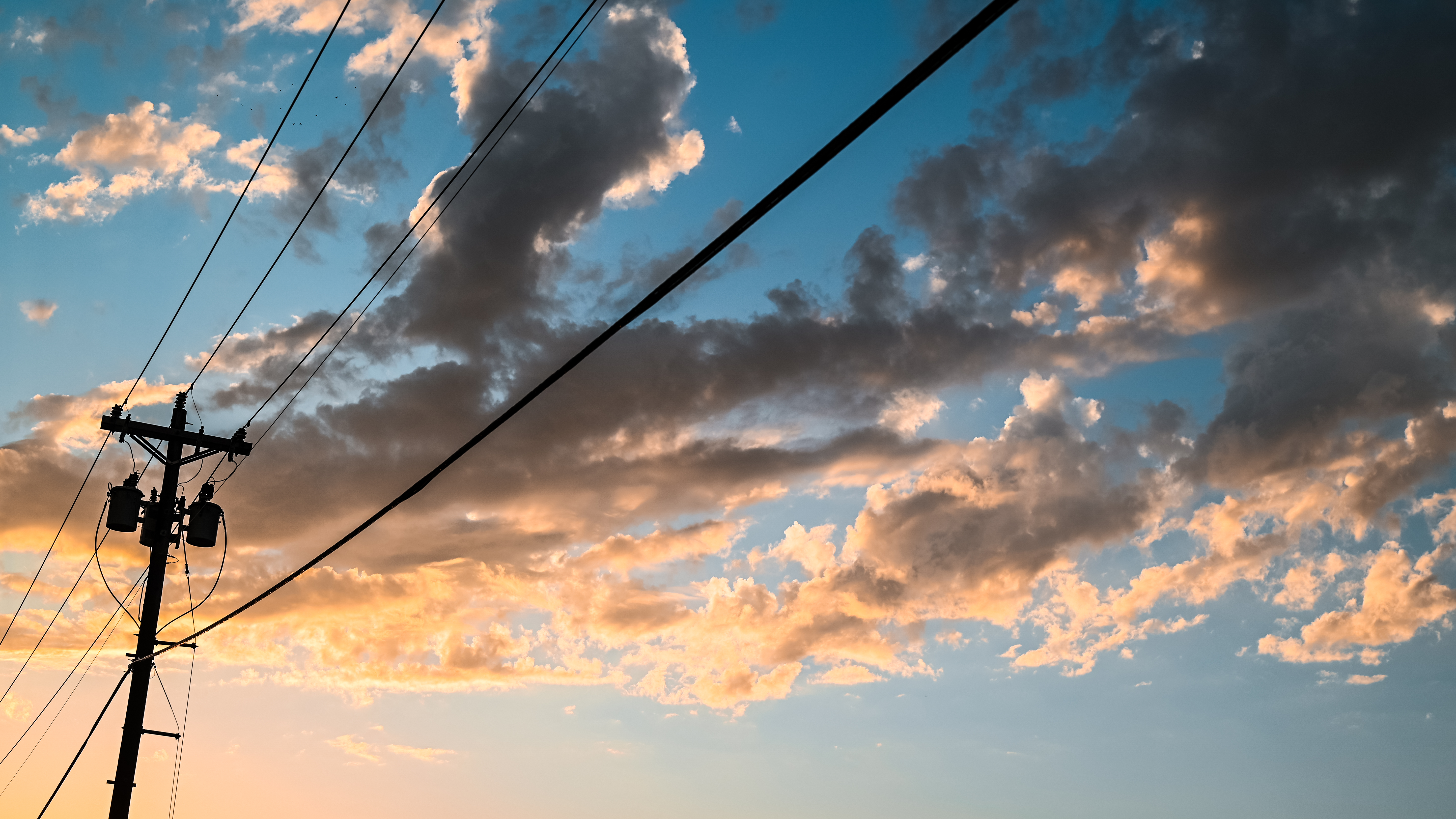 Nature Clouds Sunset Landscape Powerlines Photography Texas 5772x3247