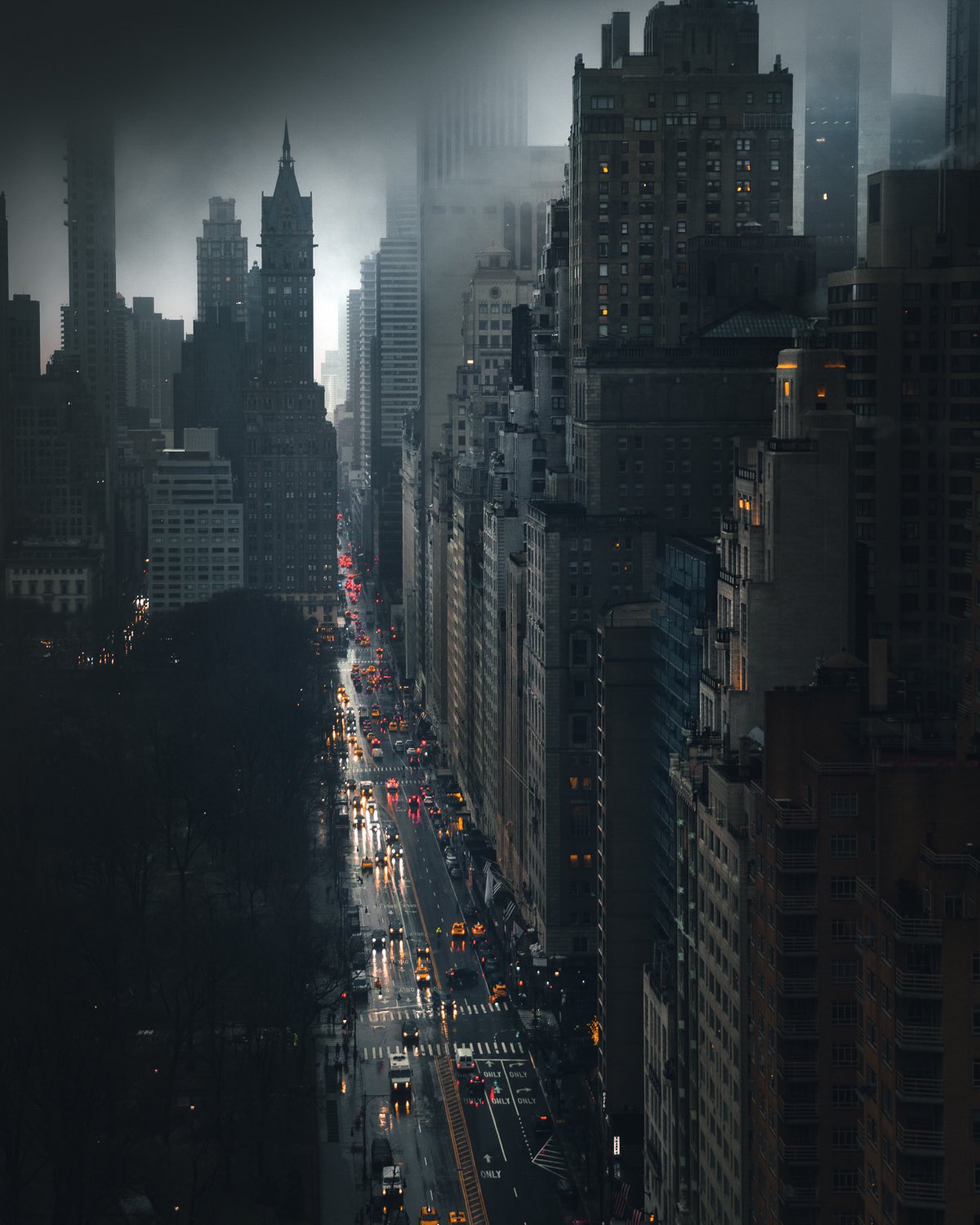 City Building Traffic Lights Mist New York City Skyscraper Portrait Display Street Central Park 1200x1500