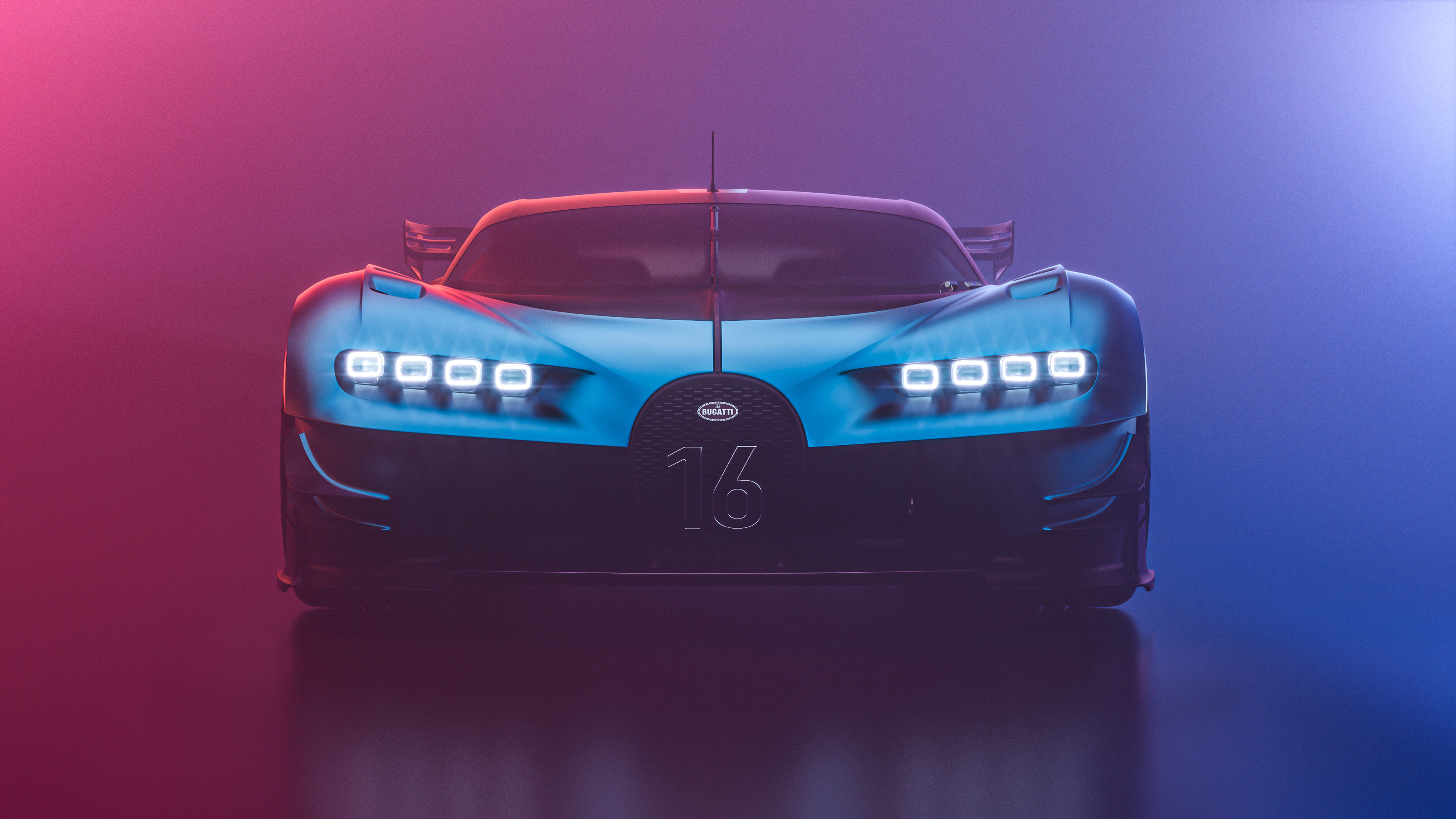 Bugatti Chiron Bugatti Vision Gran Turismo Supercars Vehicle Car Low Light Blue Cars Mist 3840x2160