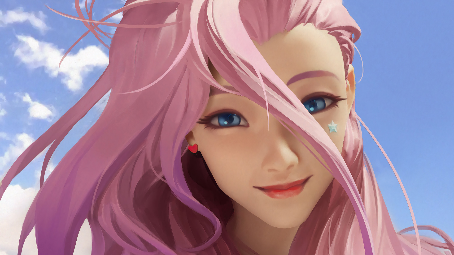 Seraphine League Of Legends Girl Pink Hair Blue Eyes 1920x1080