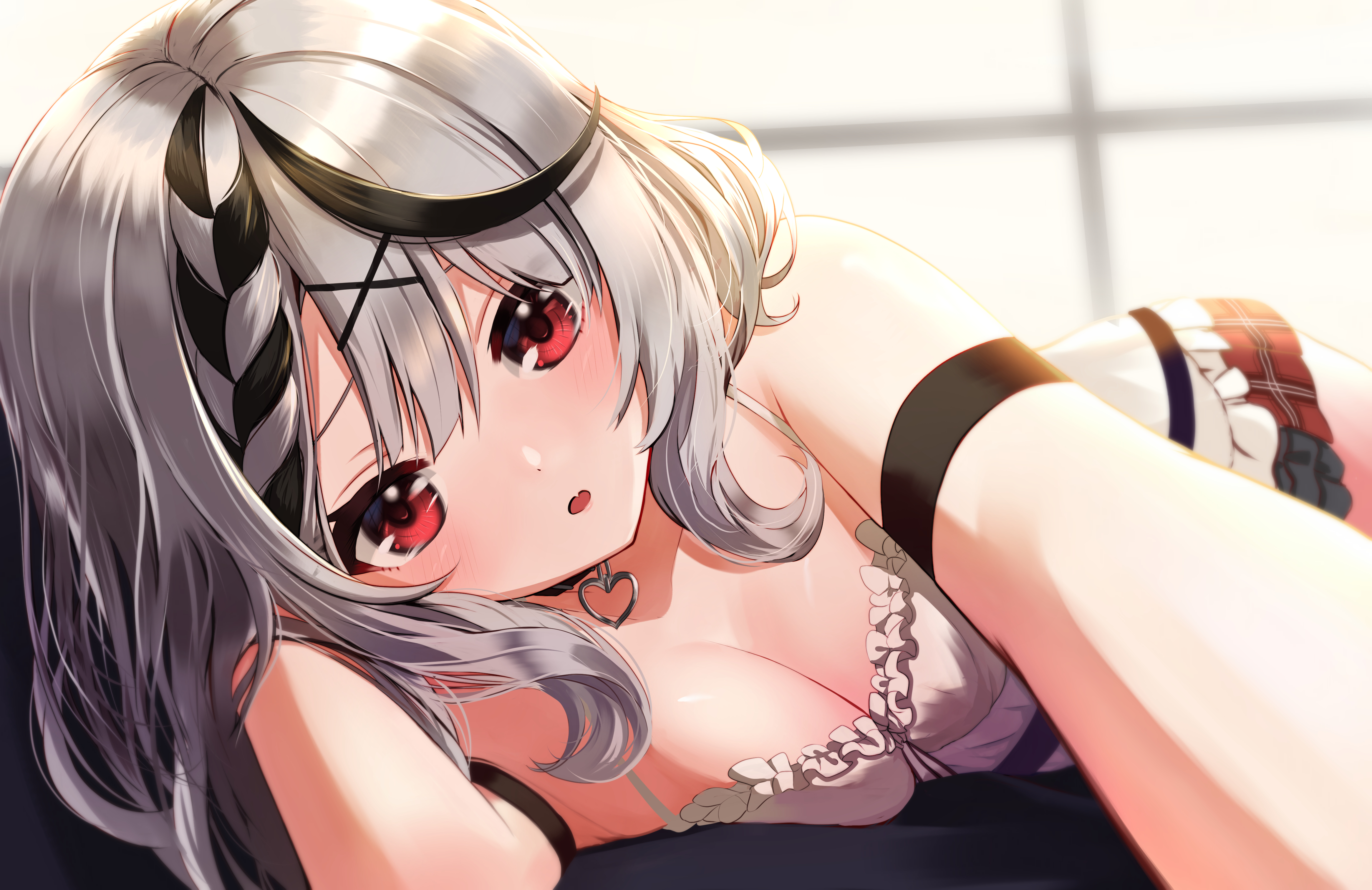Anime Anime Girls Hololive Virtual Youtuber Silver Hair Red Eyes 4660x3024