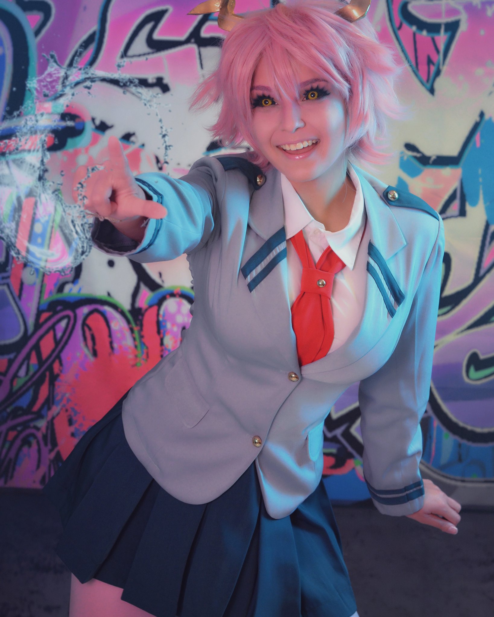 Ashido Mina Cosplay Boku No Hero Academia Short Hair School Uniform Women 1638x2048