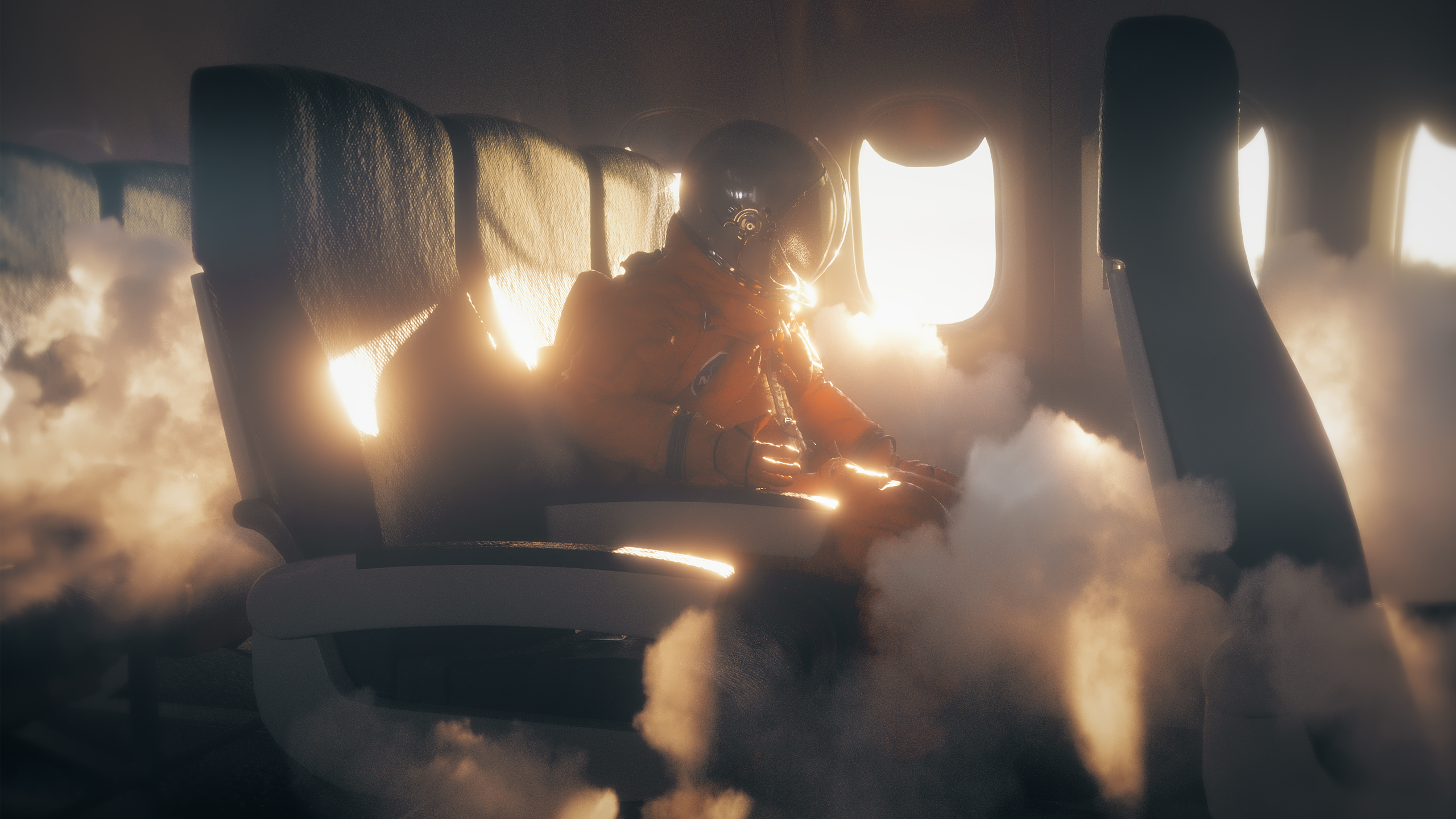Astronaut Smoke Digital Art Artwork Seat 2560x1440