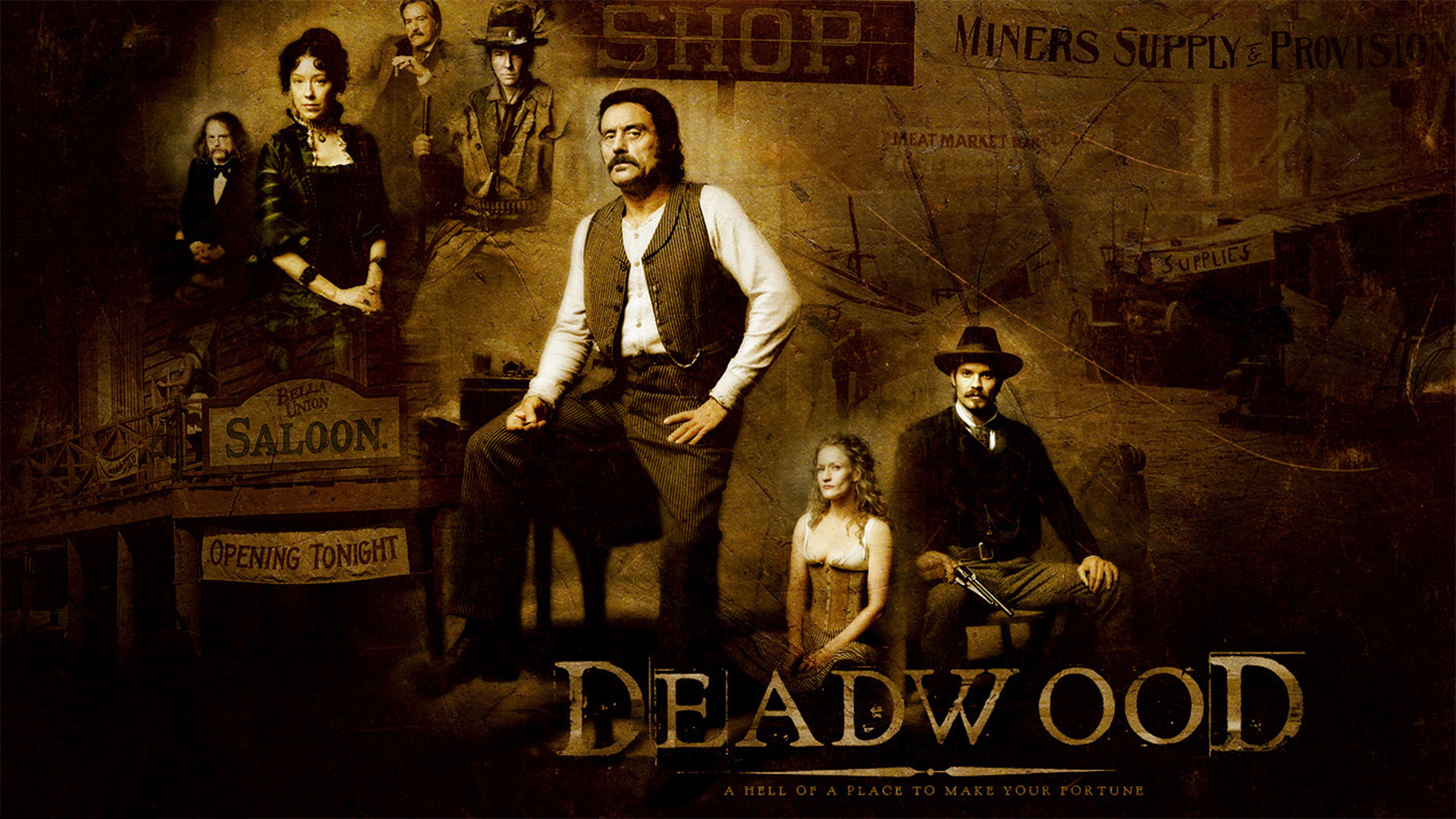 Deadwood Tv Show Ian Mcshane Timothy Olyphant 1920x1080