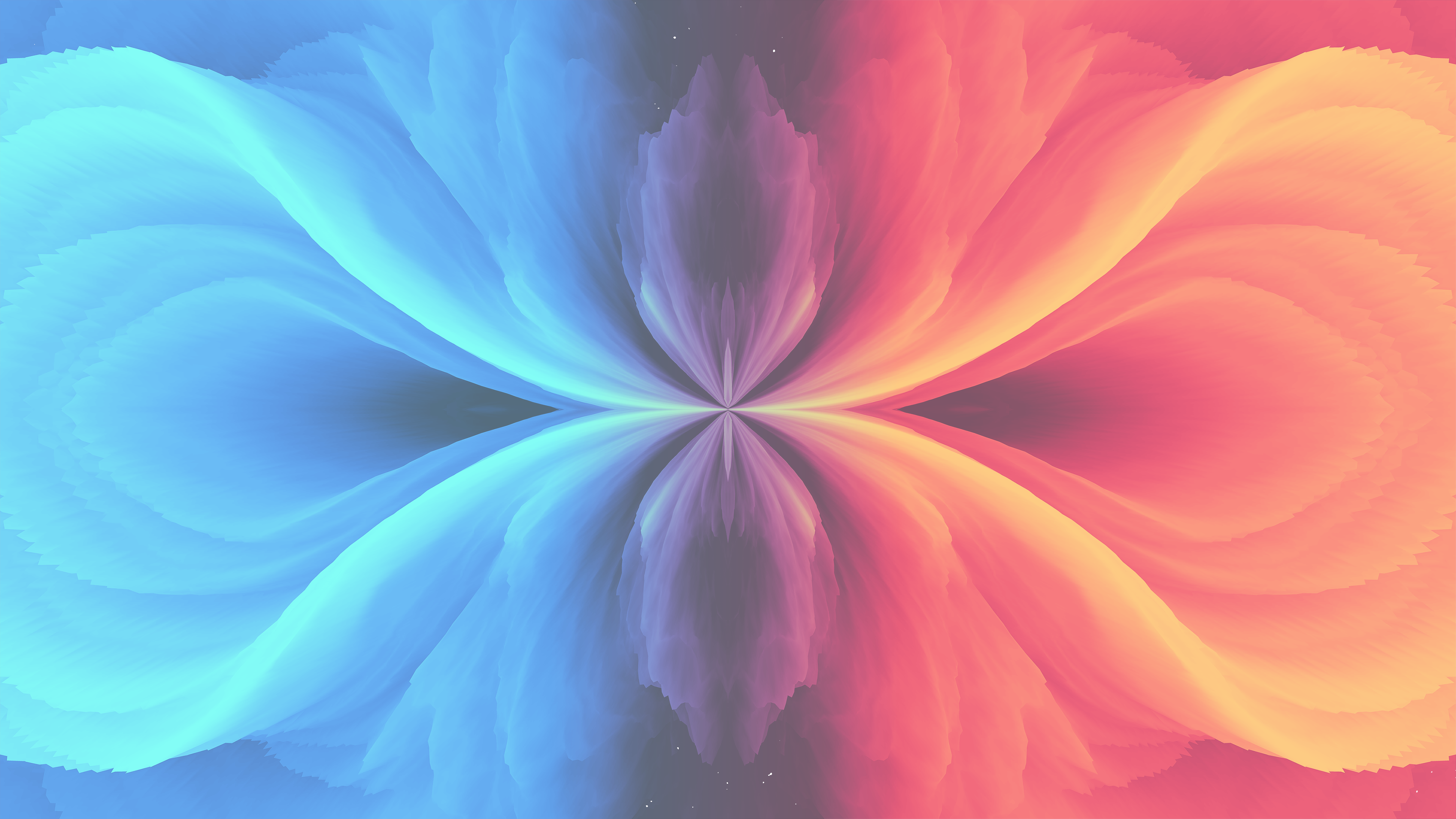 Fractal Digital Art Contrast Blue Red Mirrored Abstract 3840x2160