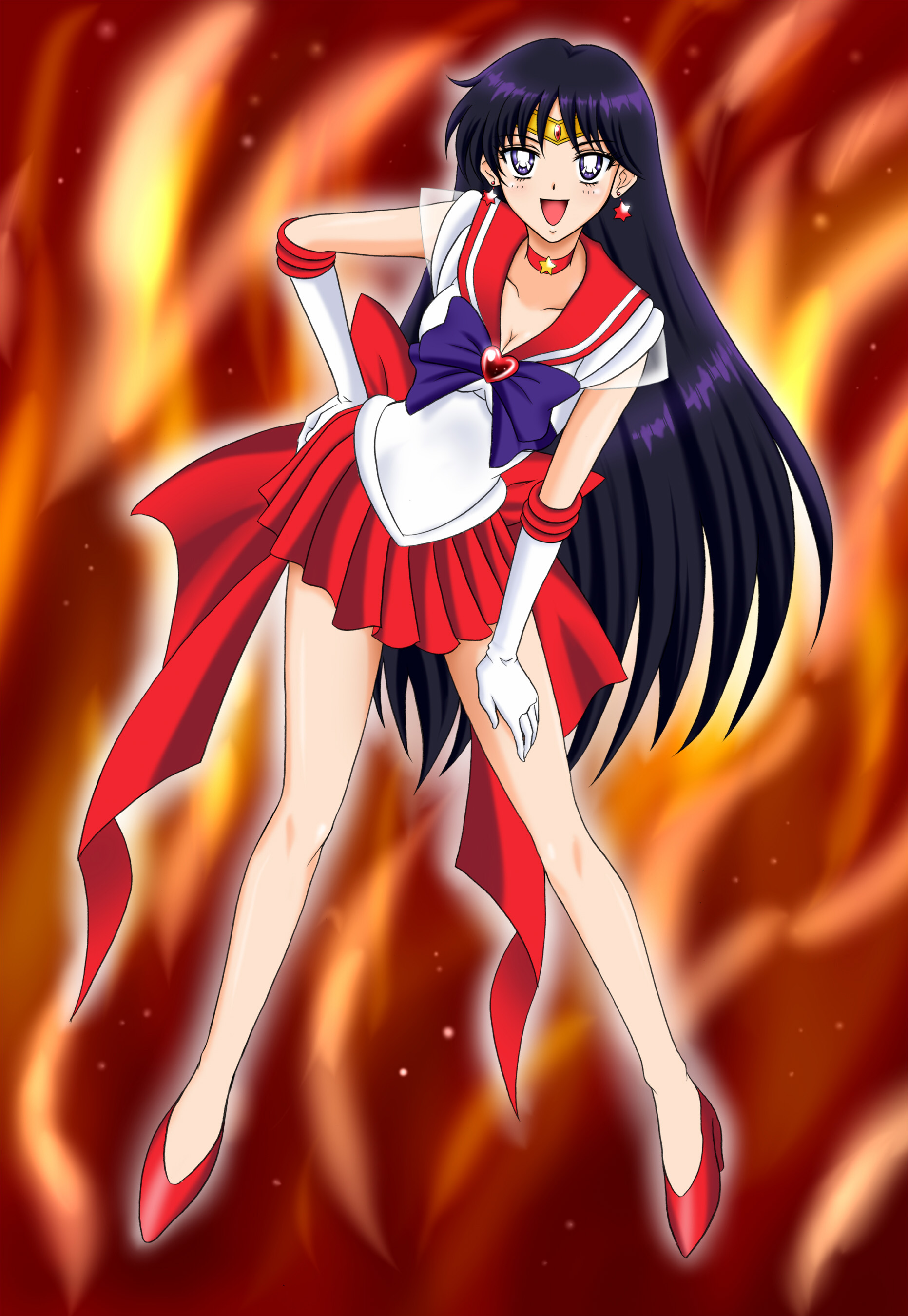 Anime Anime Girls Sailor Moon Sailor Mars Rei Hino Long Hair Dark Hair Standing 1863x2700