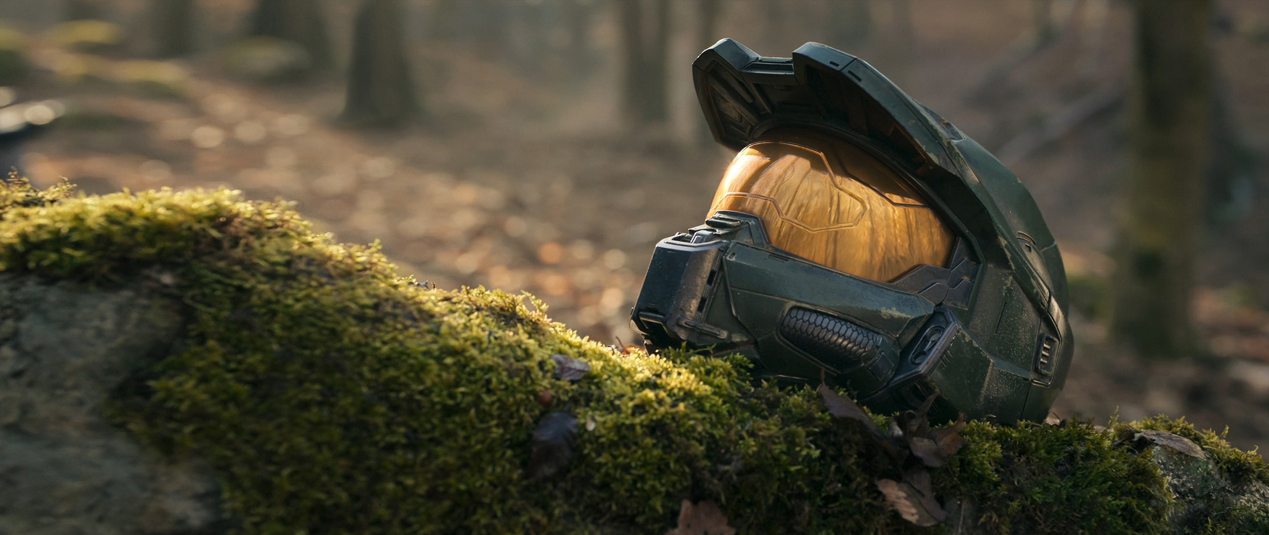 Halo TV Series Master Chief Halo Helmet Forest Ultrawide 2560x1080