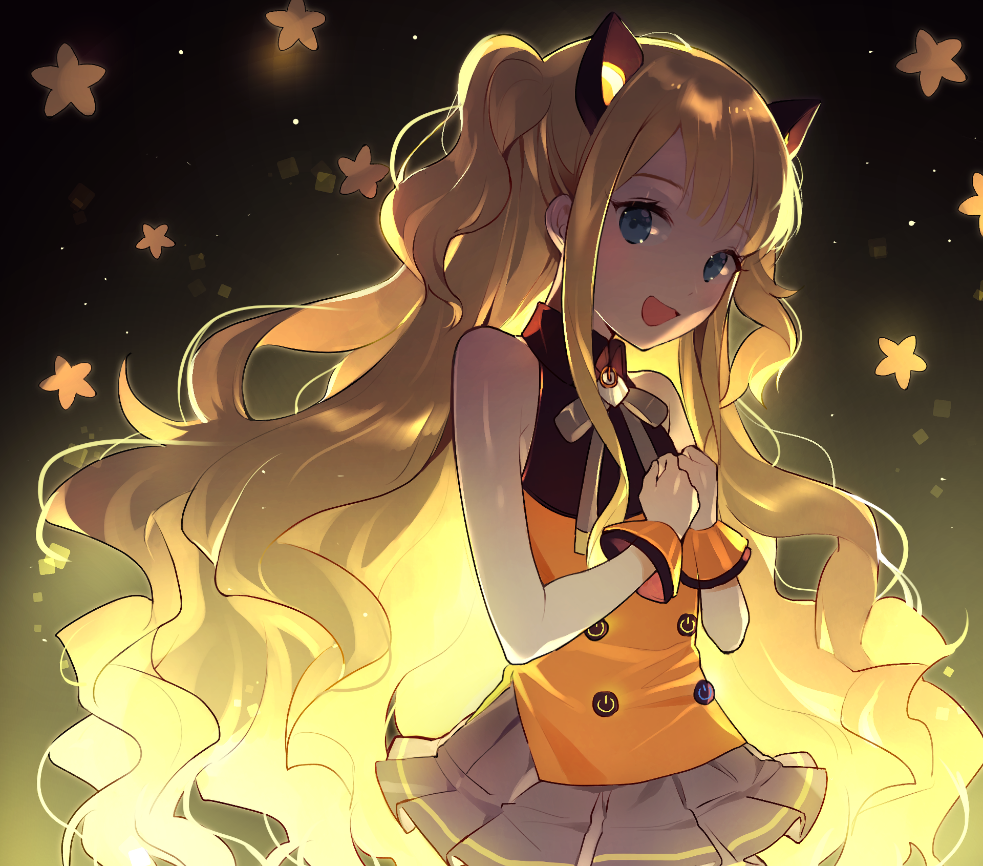 SeeU Vocaloid Anime Girls Anime Blonde Long Hair Open Mouth Blue Eyes Looking At Viewer 1920x1690