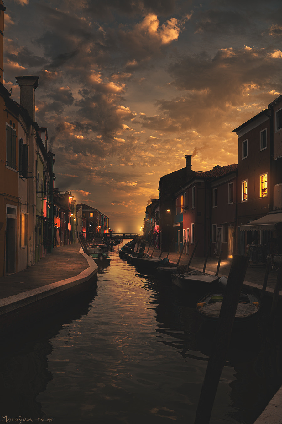 Matteo Sciarra Landscape Sky Clouds Evening Lights Water Building Canal Boat 900x1350
