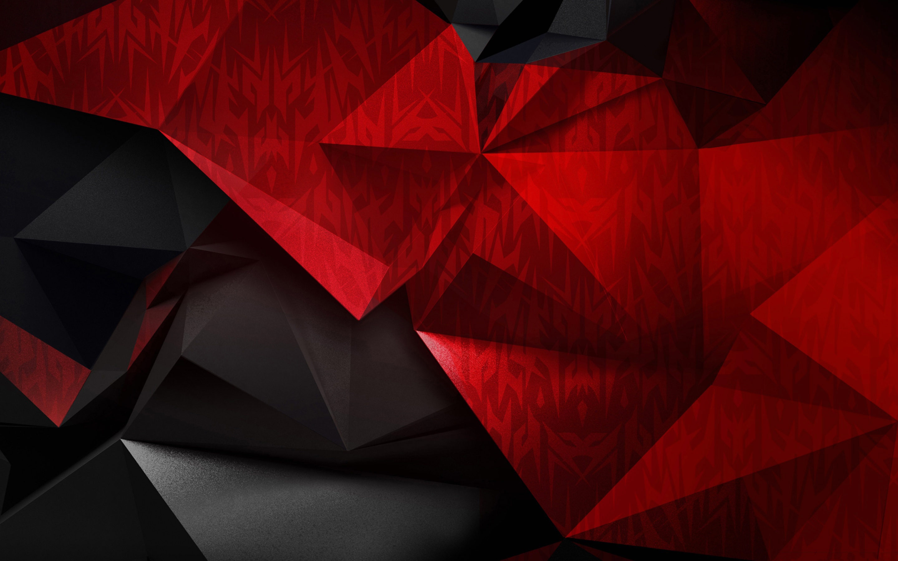 Black Low Poly Red 2880x1800