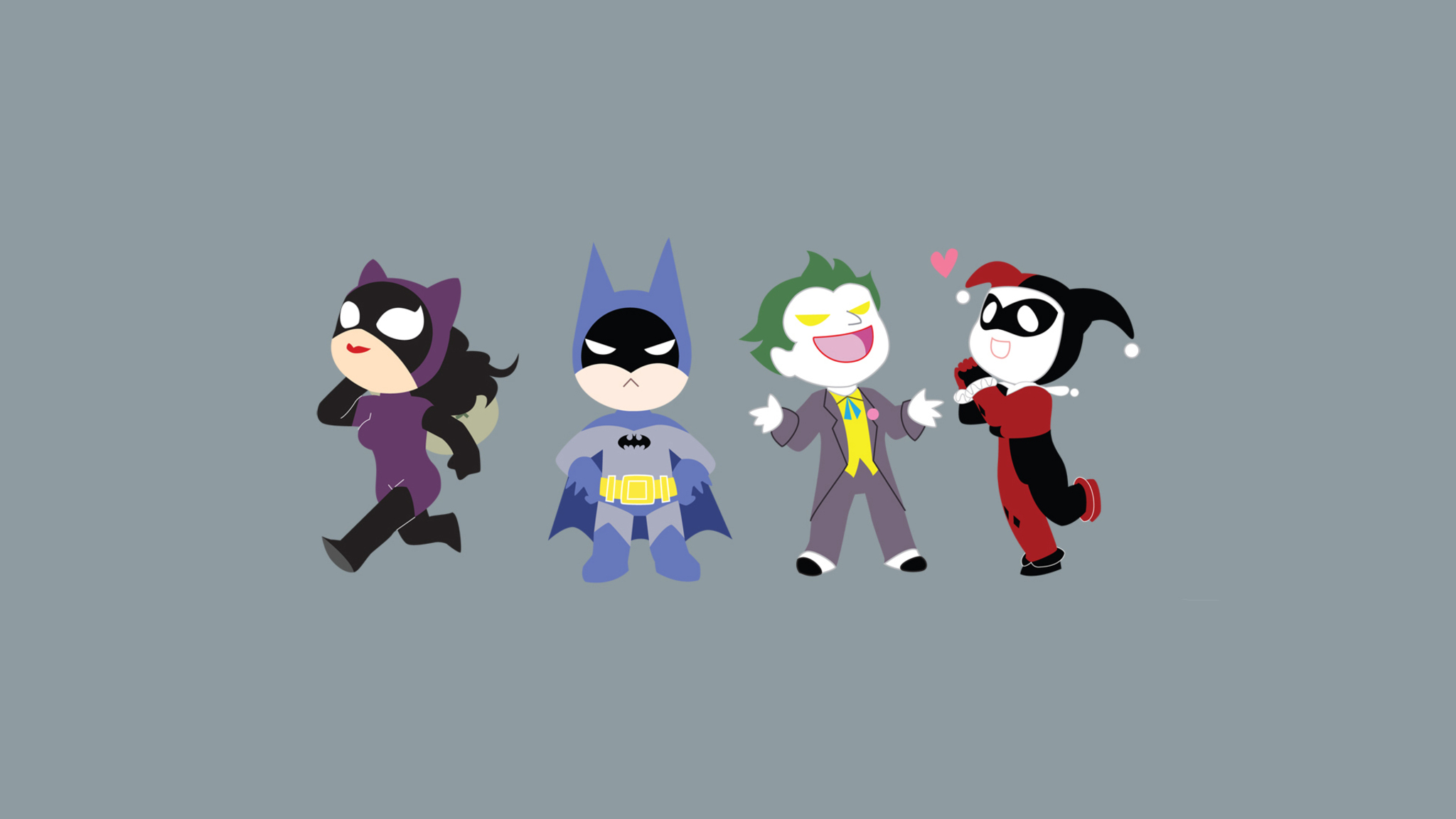 Batman Catwoman Dc Comics Harley Quinn Joker Minimalist 2048x1152