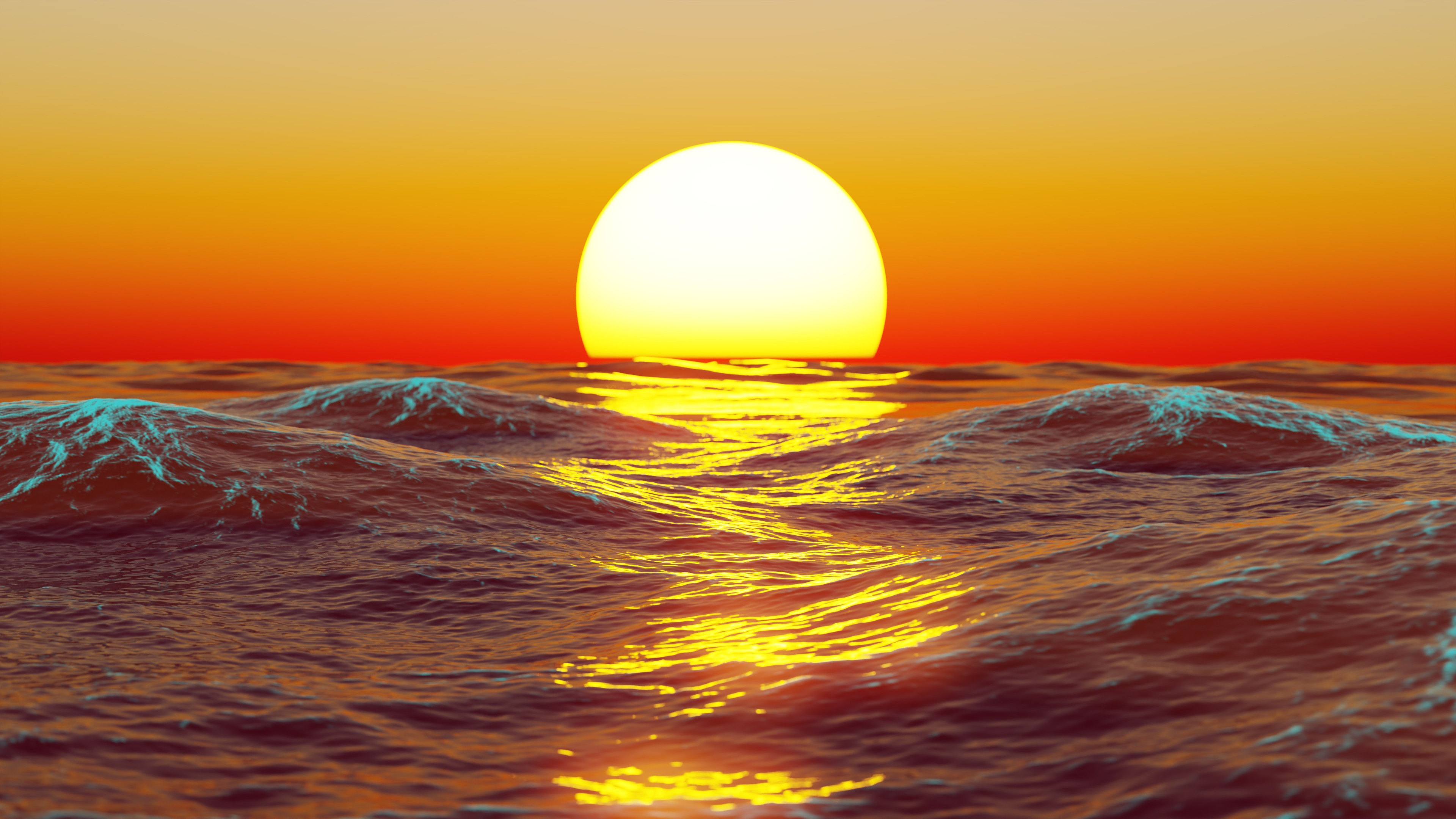 Nature Water Ocean View Sunset Glare 3840x2160