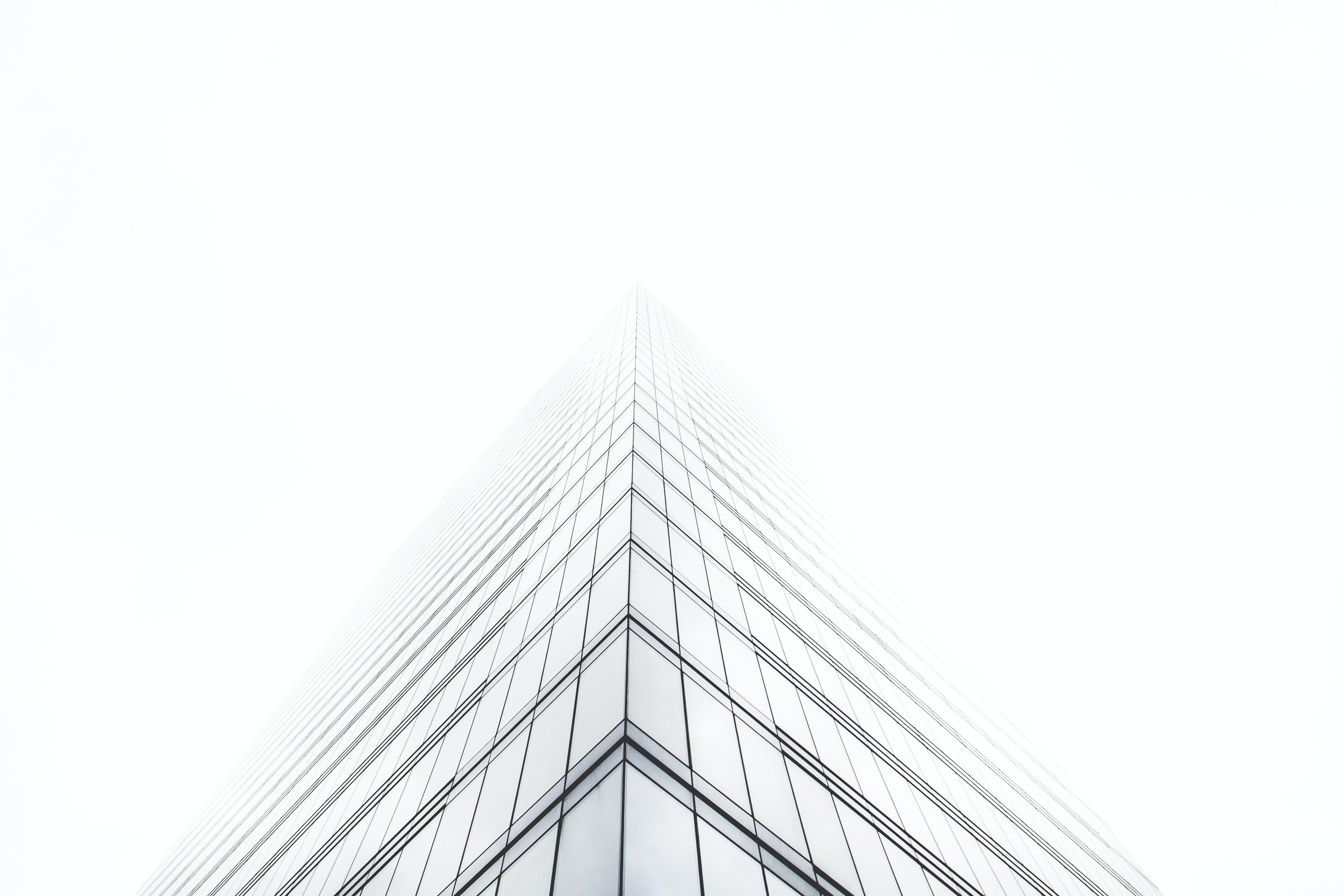 Skyscraper Monochrome Mist Building White Background 5389x3593