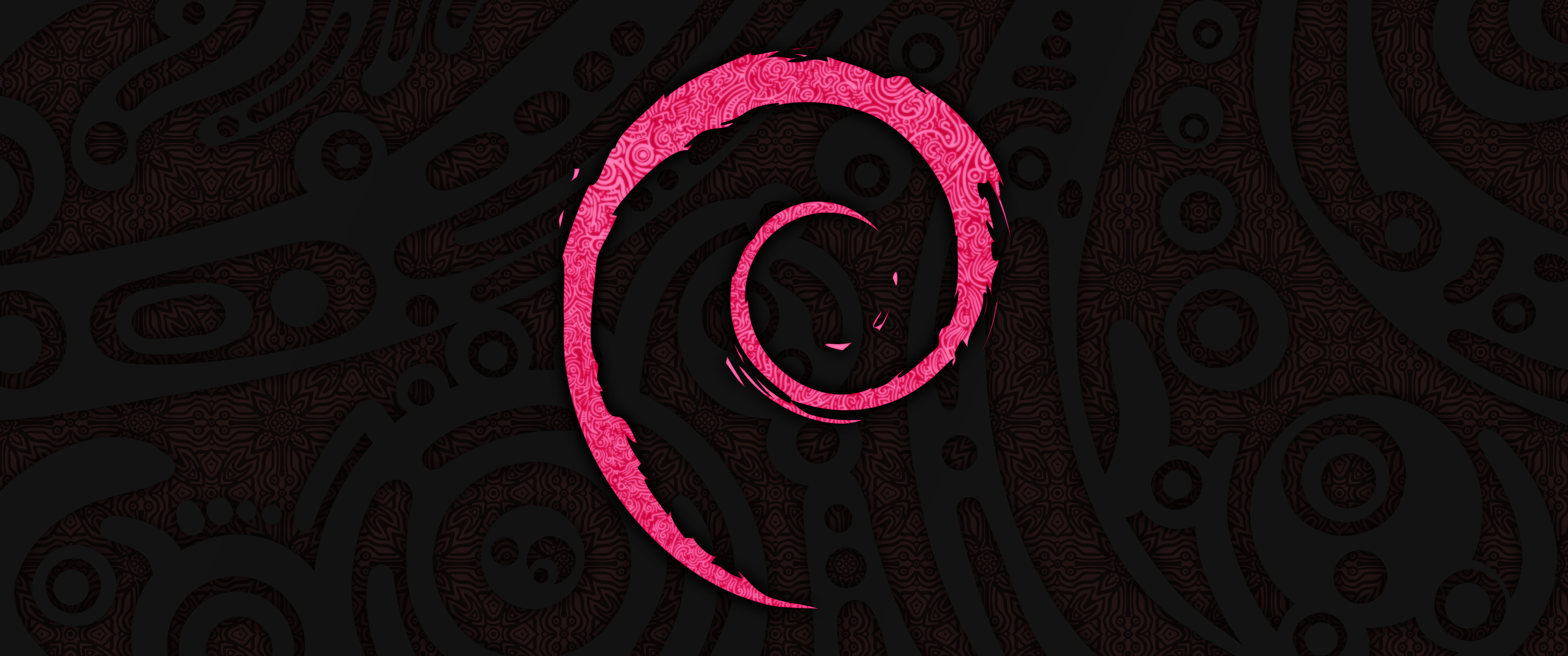 Debian Linux Minimalism Logo Pink Technology Operating System 3440x1440