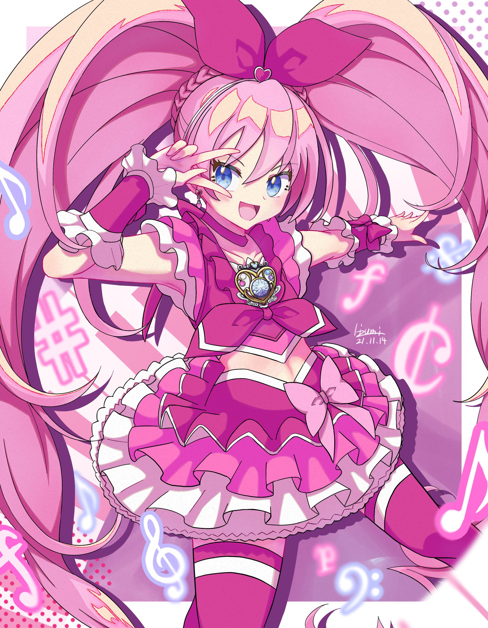 Anime Anime Girls Suite Precure Cure Melody Hojo Hibiki Twintails Pink Hair Artwork Digital Art Fan  1593x2048