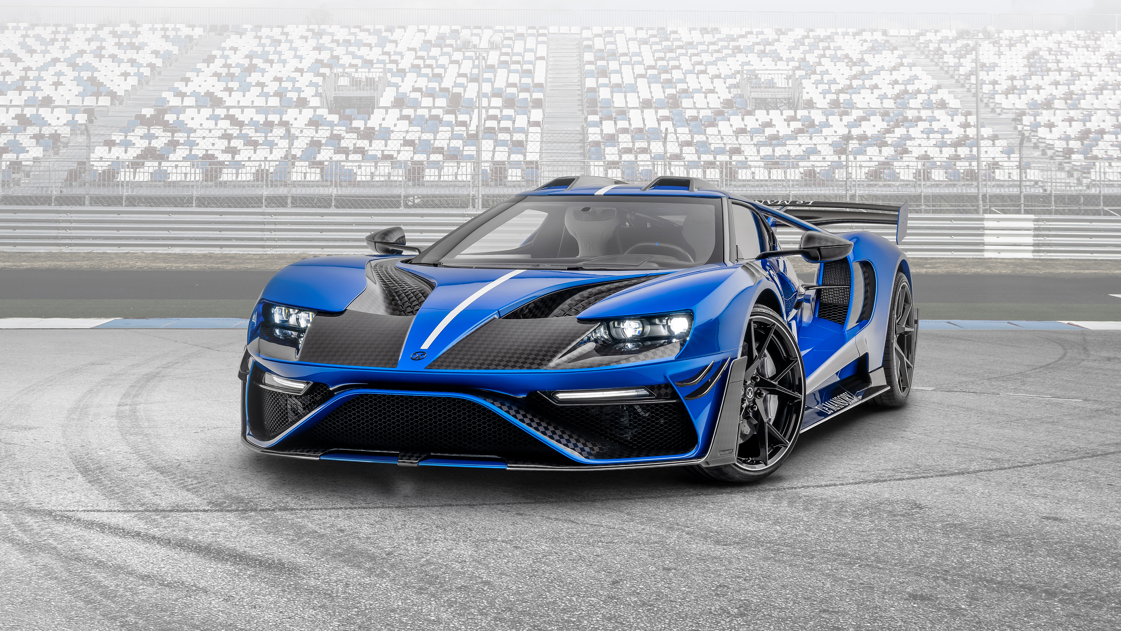 Ford GT Ford Mansory Vehicle Car Supercars Carbon Fiber Blue Cars Race Tracks 3840x2160