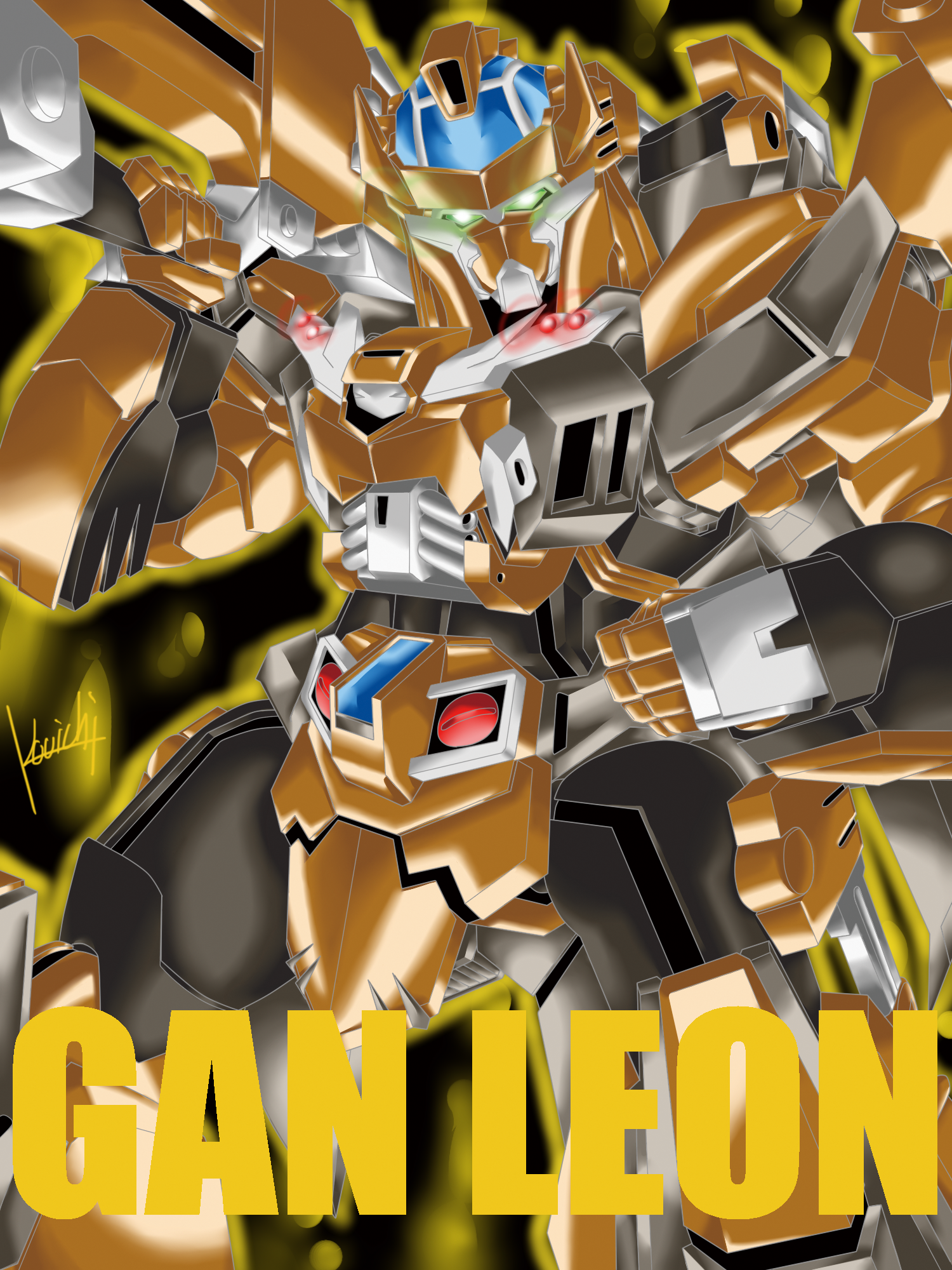Anime Mech Gunleon Super Robot Wars Artwork Digital Art Fan Art 1500x2000