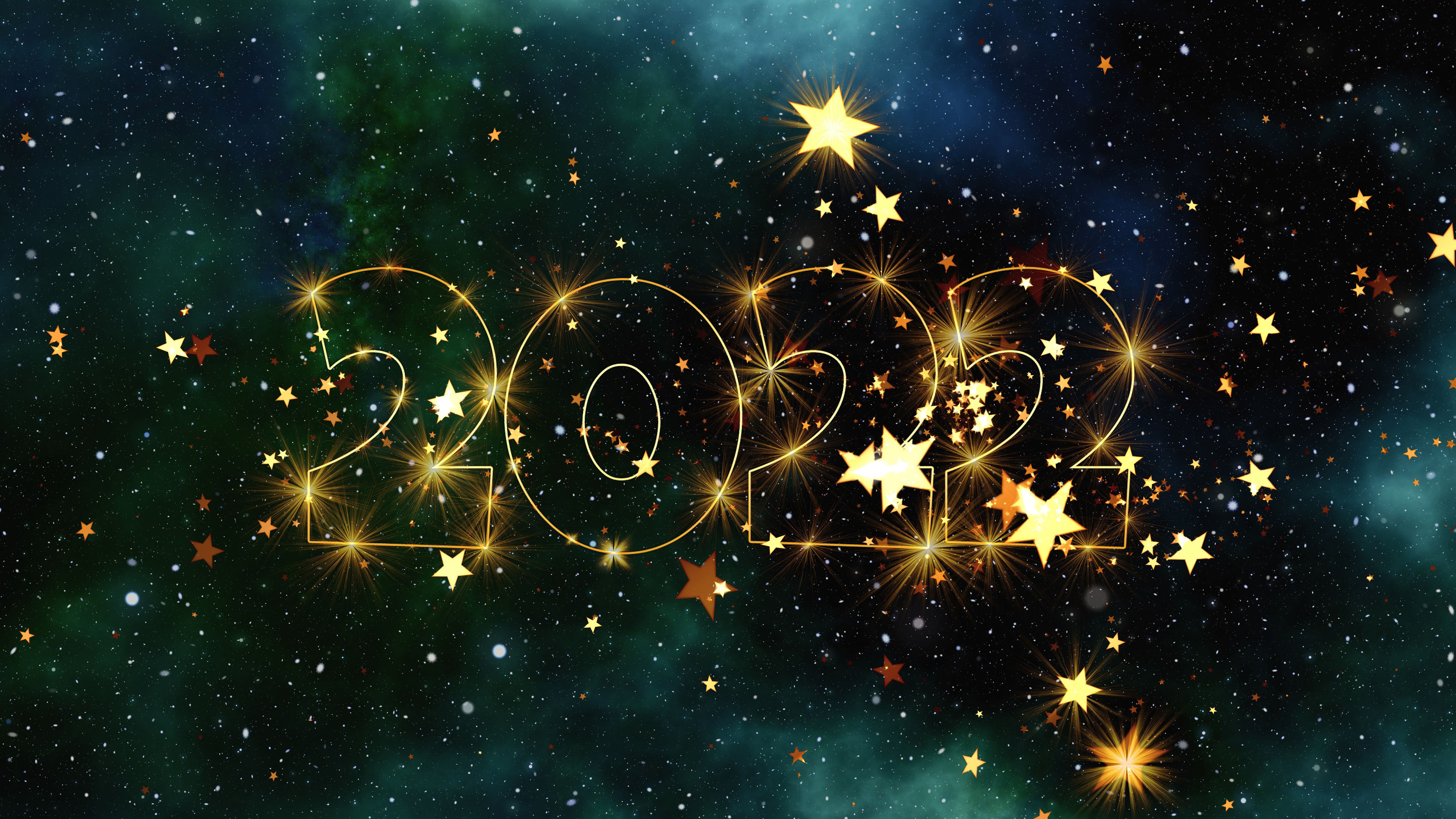 2022 Year New Year Numbers Stars 3840x2160