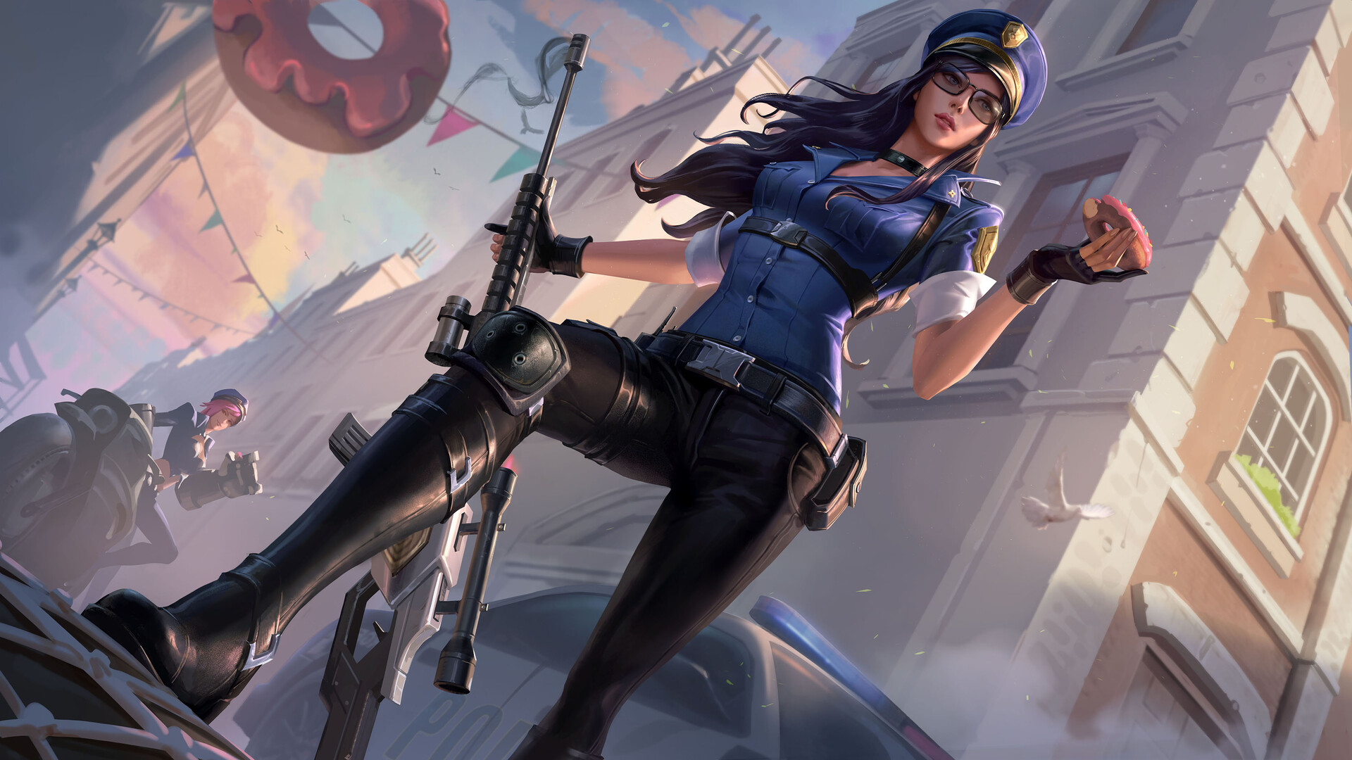 Edward Chee Drawing League Of Legends Caitlyn League Of Legends Women Police Costume Low Angle Weapo 1920x1080
