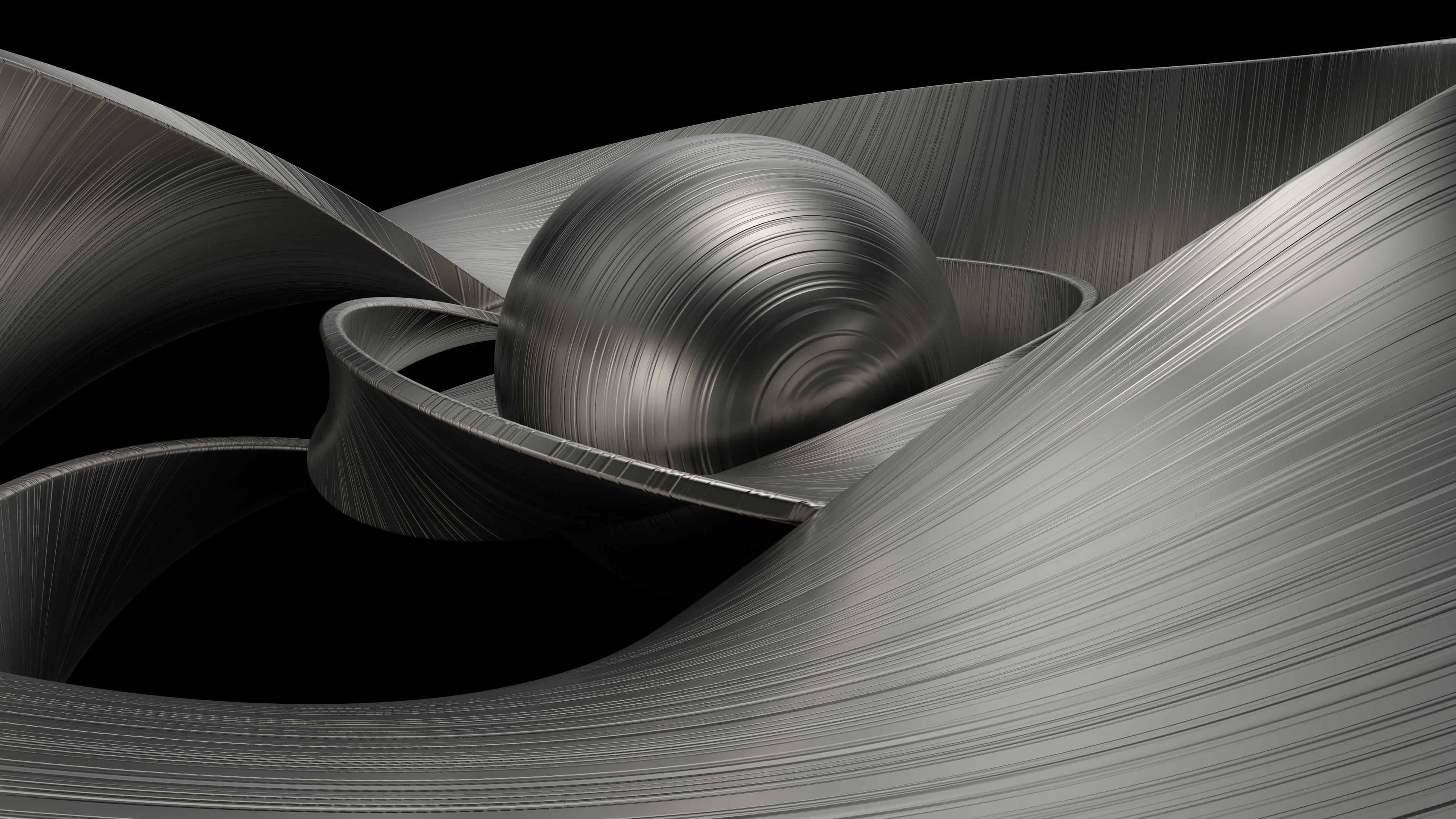 Metal 3D Render Shapes Sphere Abstract Chrome Steel Shadow Shiny 3840x2160