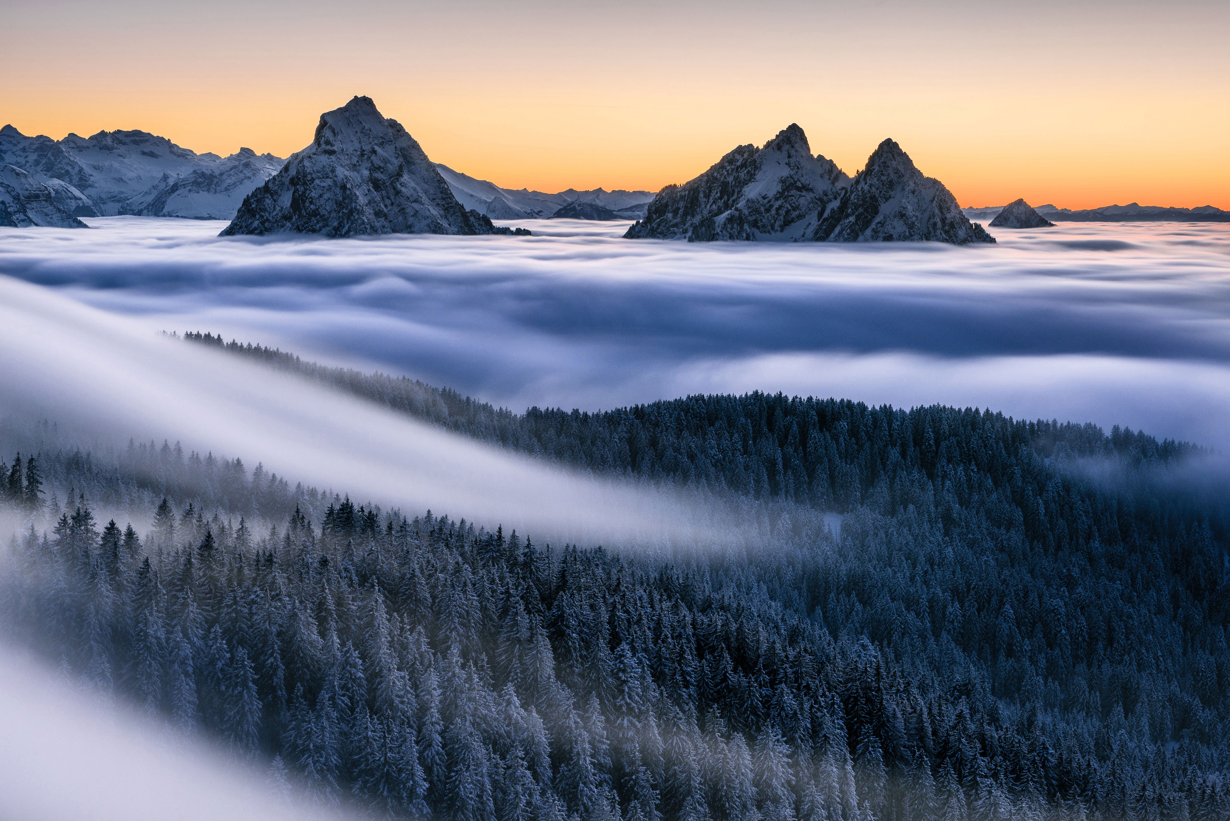 Fog Forest Landscape Mountain Nature Sunrise 4000x2670