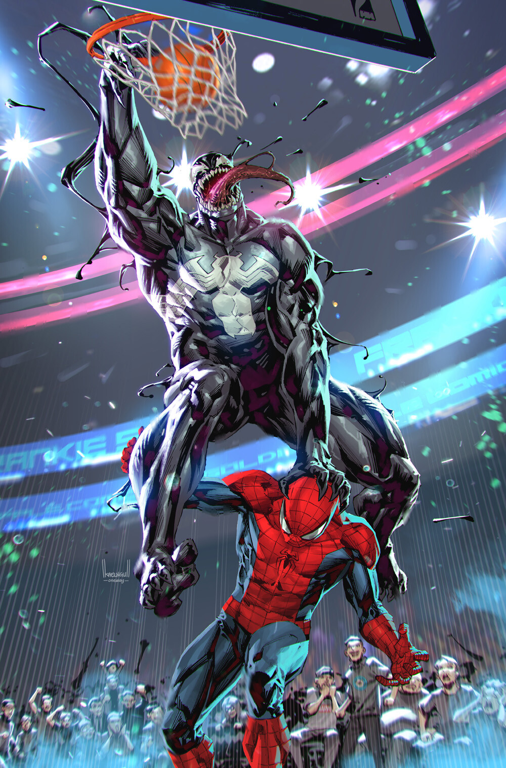 Kael Ngu ArtStation Artwork Comic Art Venom Spider Man Antiheroes Hero Superhero Basketball Balls 1000x1518