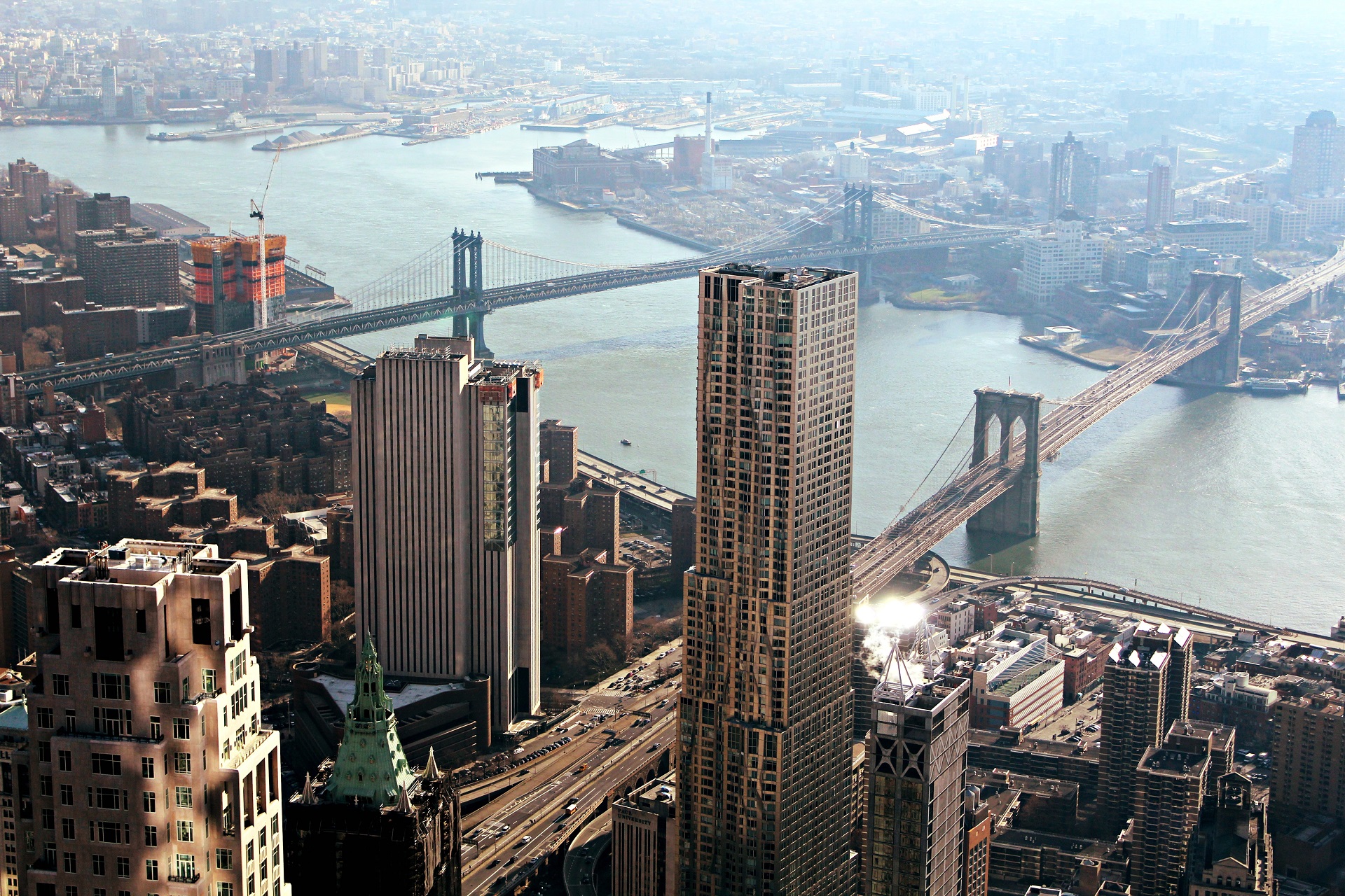 City Cityscape Bridge Skyscraper New York City Brooklyn Bridge Manhattan Bridge 1920x1280