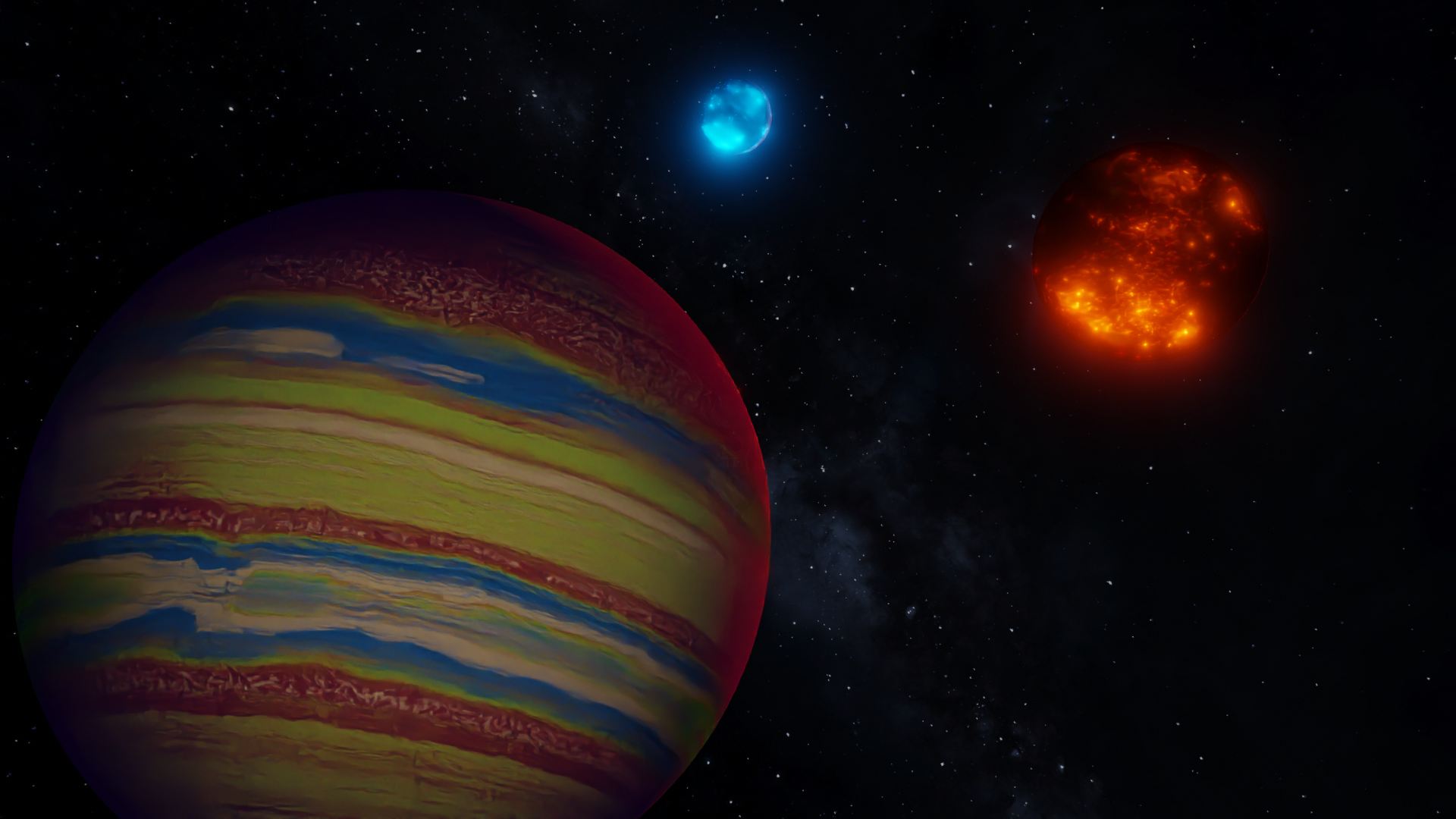 Space Space Art Blender 3D Graphics Gas Giant Sun Red Sun 1920x1080