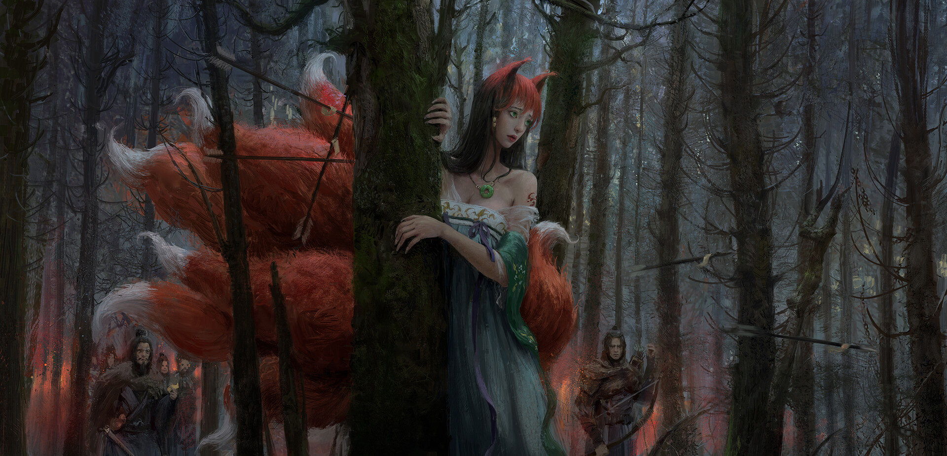 Artwork Fantasy Art Women Fantasy Girl Forest Trees 1920x924