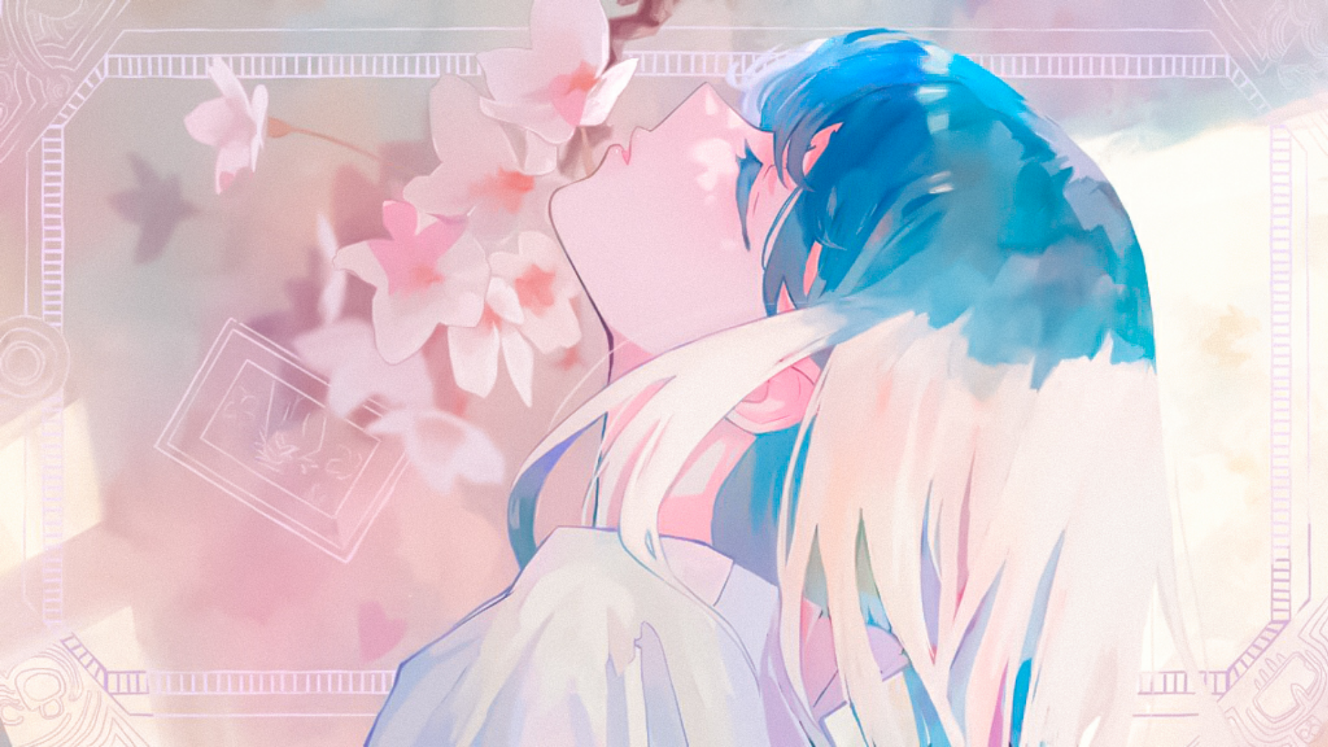 S On Digital Art Illustration Artwork Anime Girls Anime Original Characters Flowers Cherry Blossom 1920x1080
