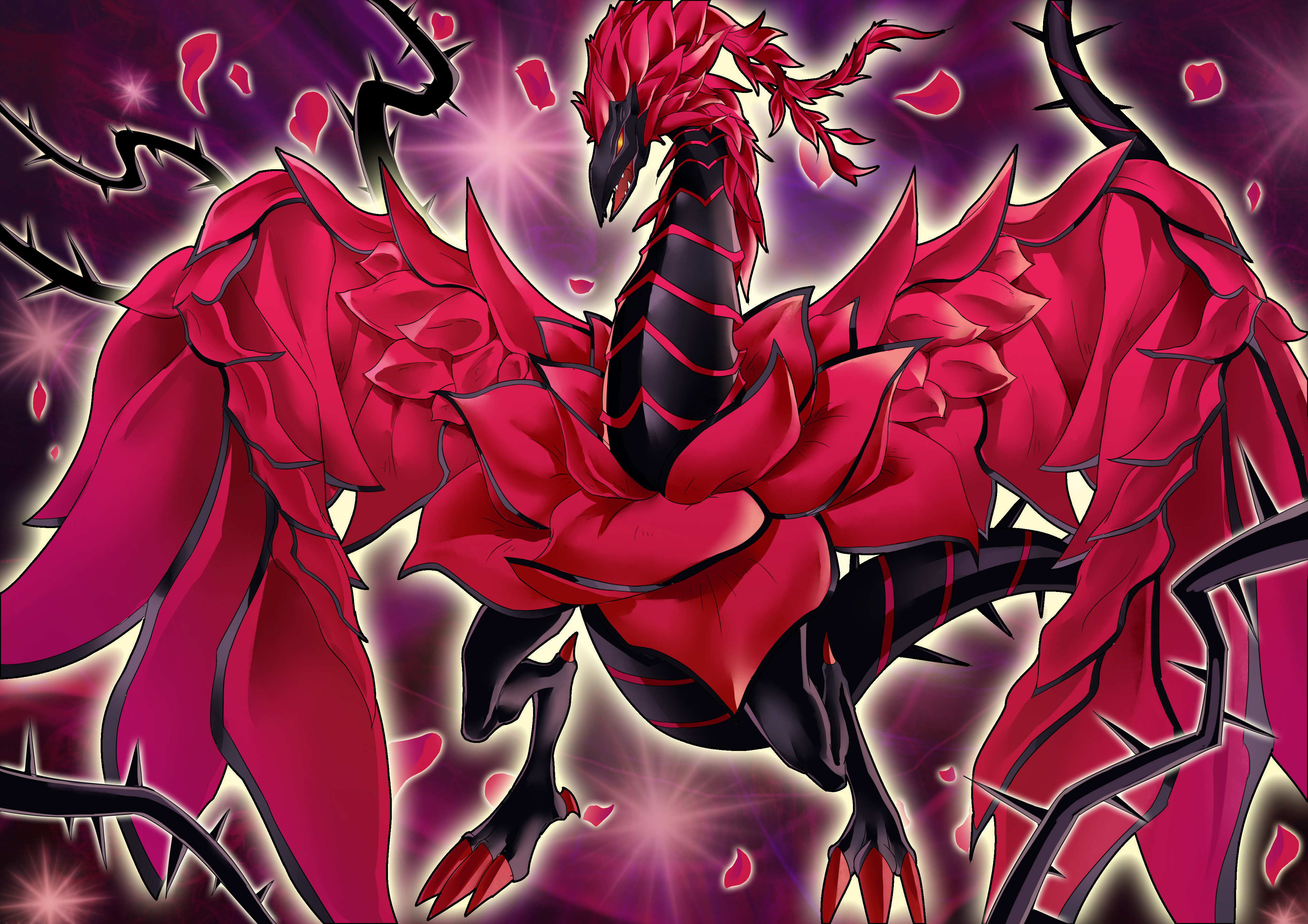 Black Rose Dragon Anime Dragon Trading Card Games Yu Gi Oh Yu Gi Oh 5Ds Artwork Digital Art Fan Art 4093x2894
