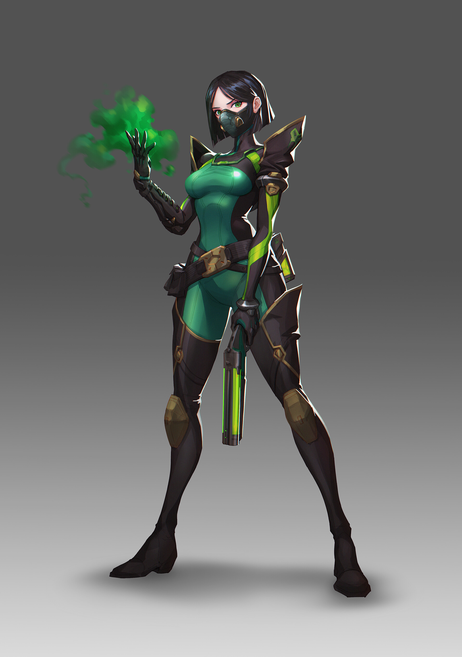 Valorant Riot Games Viper Valorant Video Games Girls Video Game Characters Dark Hair Green Eyes Mask 1920x2733