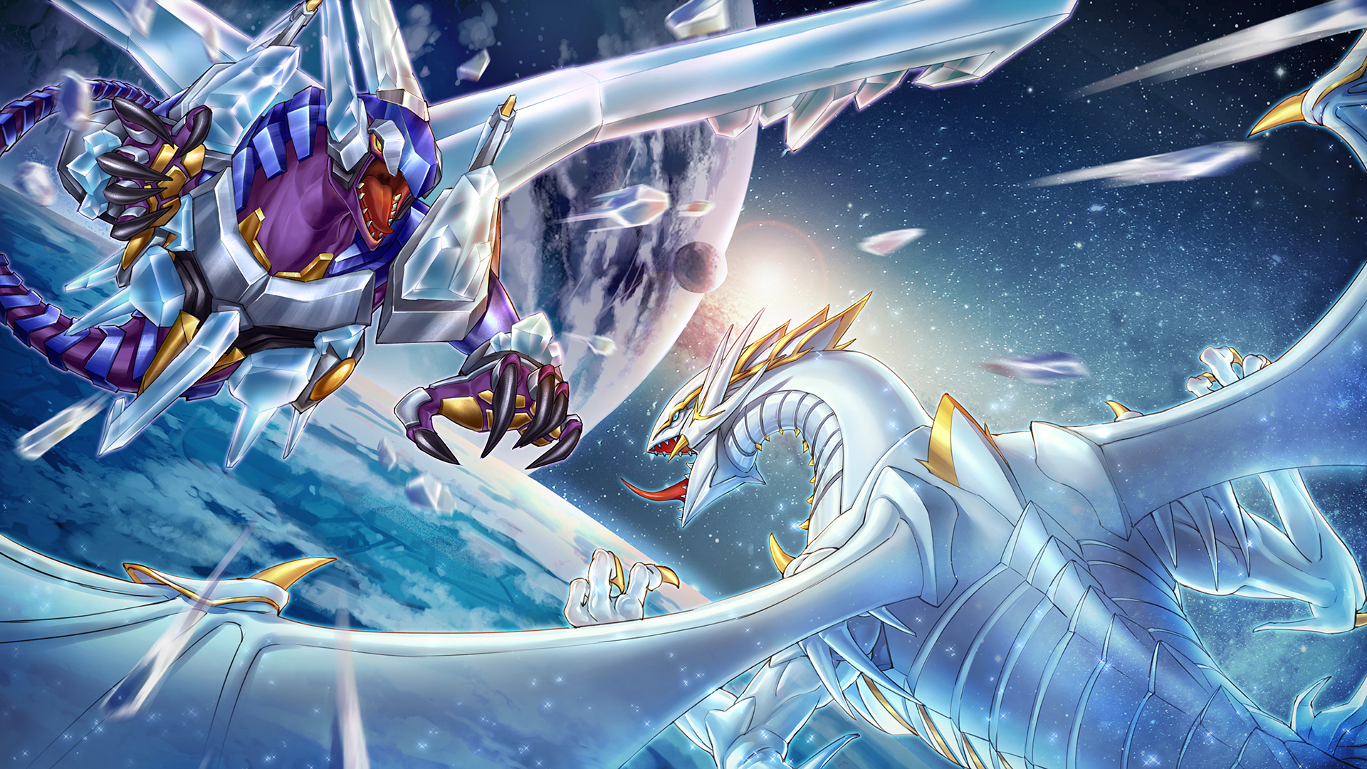 Anime Trading Card Games Yu Gi Oh Yu Gi Oh ARC V Crystal Wing Synchro Dragon Blue Eyes Spirit Dragon 1920x1080