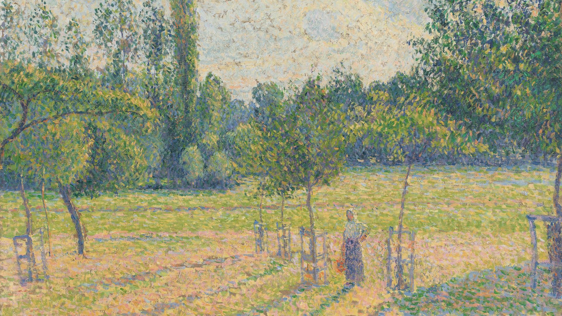 Painting Impressionism Pastoral Spring Green Field Camille Pissarro 1920x1080