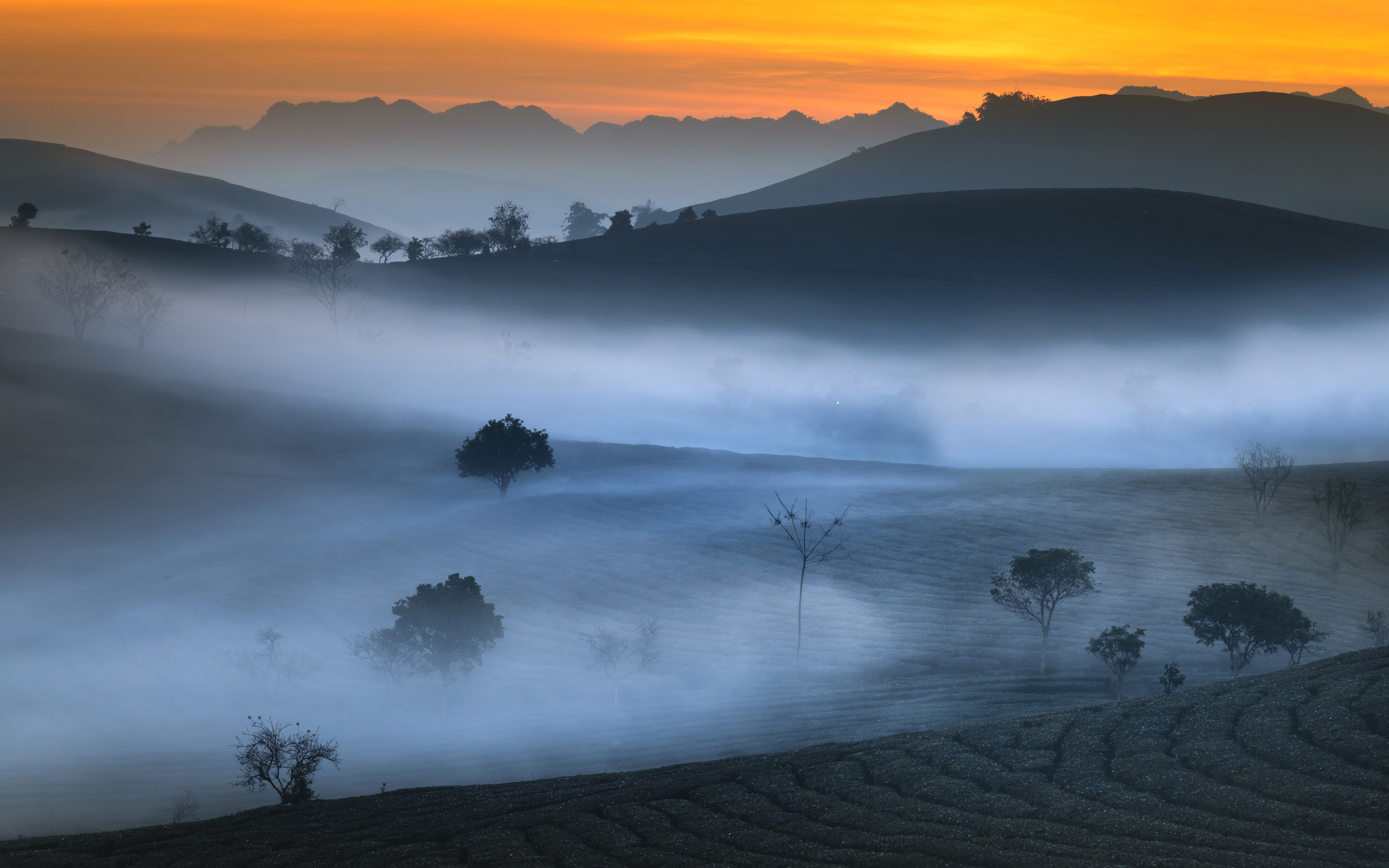 Hill Landscape Nature Sunrise 5120x3200