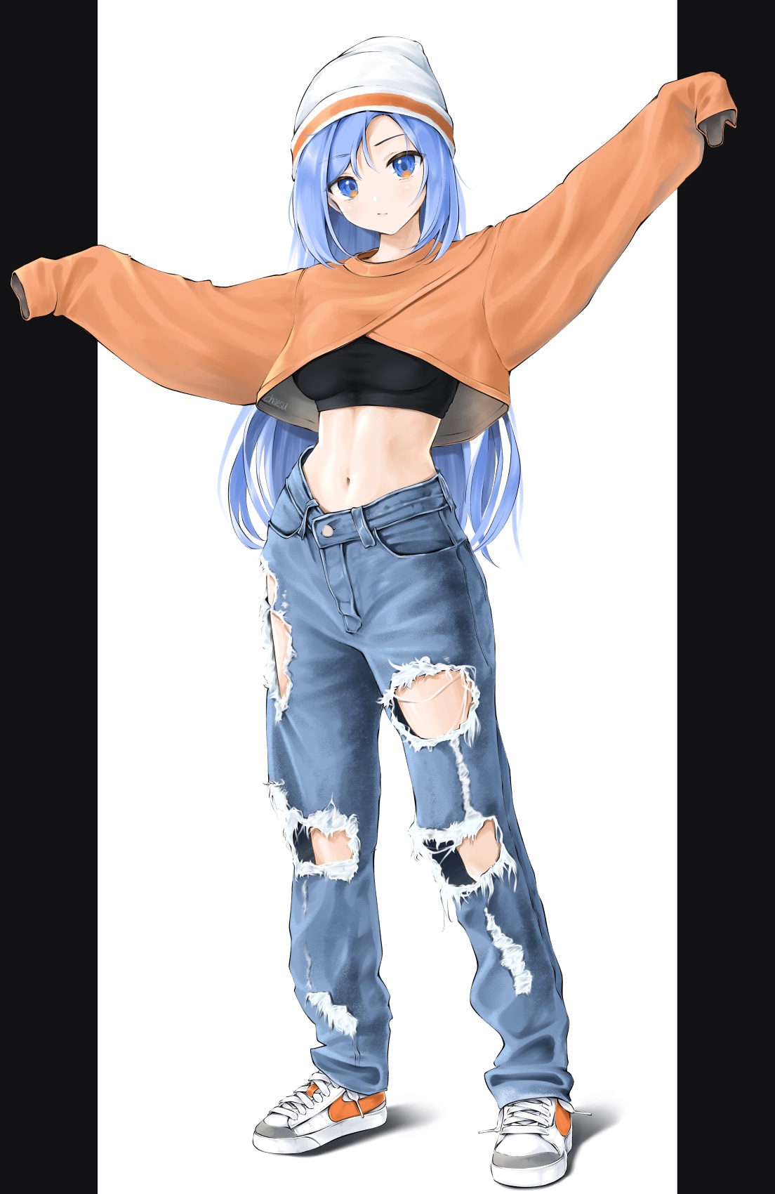 Chaesu Pixiv 2D Digital Digital Art Anime Anime Girls Looking At Viewer Purple Hair Blue Eyes Sneake 1104x1700