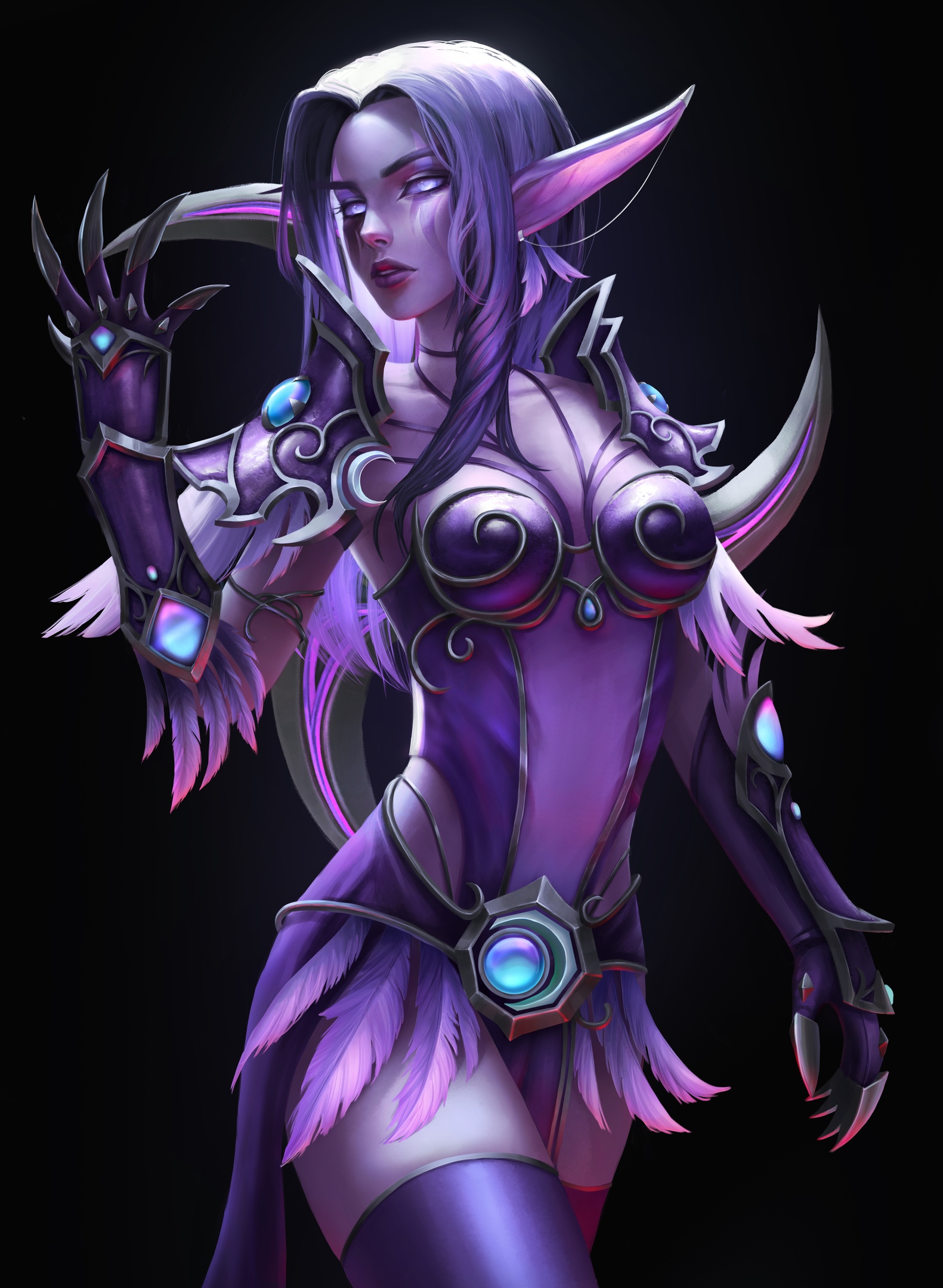 Warcraft World Of Warcraft Blizzard Entertainment Alisa Nilsen Women Fantasy Girl Purple Hair Purple 1581x2160