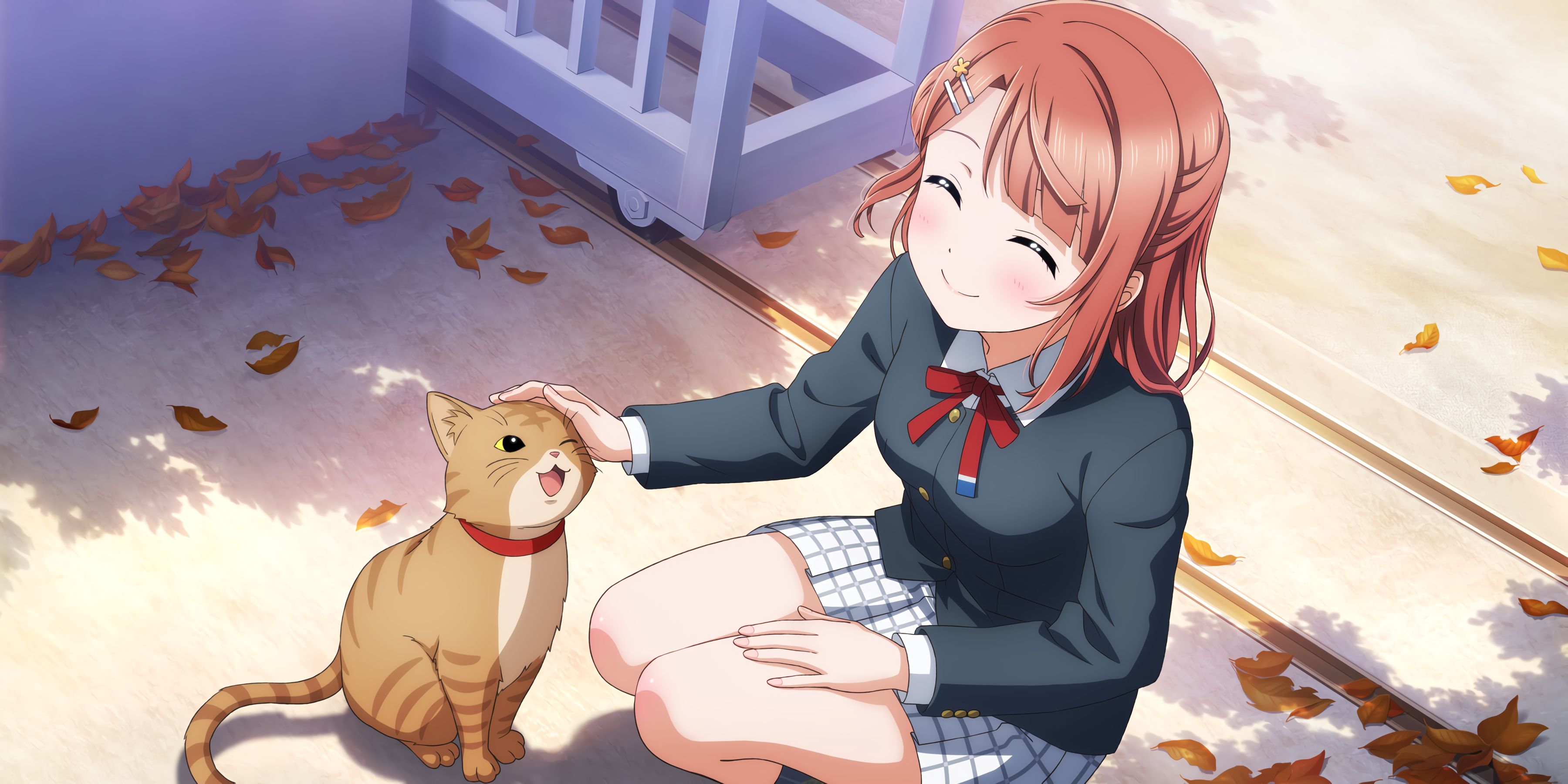 Love Live Uehara Ayumu Anime Girls Cats 3600x1800
