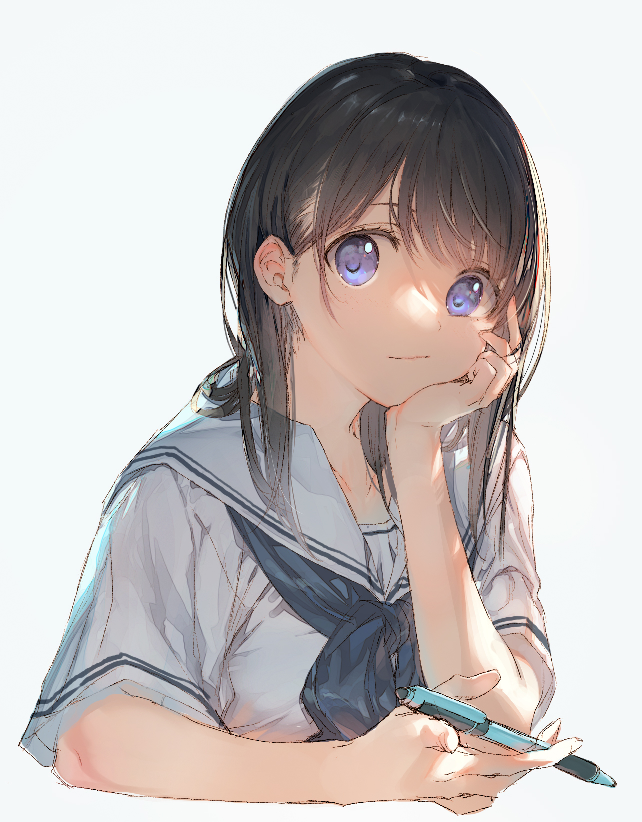 Anime Anime Girls Digital Art Artwork 2D Portrait Display Vertical Tatami To Hinoki Dark Hair Blue E 1283x1642