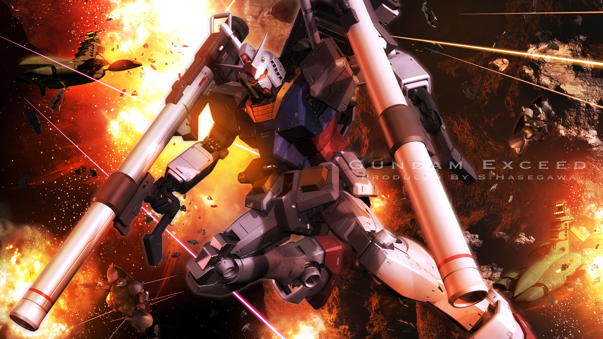 Anime Mech Mobile Suit Gundam Gundam Super Robot Wars RX 78 Gundam Artwork Digital Art Fan Art 1920x1080