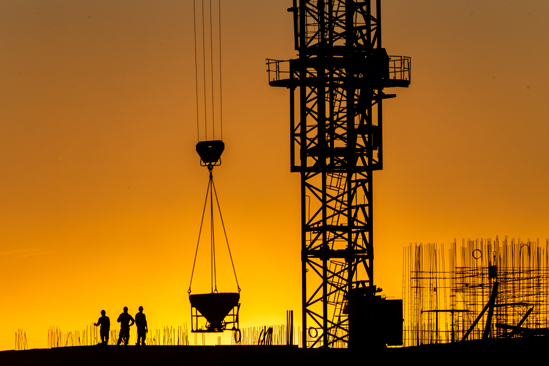 Architecture Photography Workers Silhouette Construction Site People Men Steel Beam Cranes Machine W 1920x1280