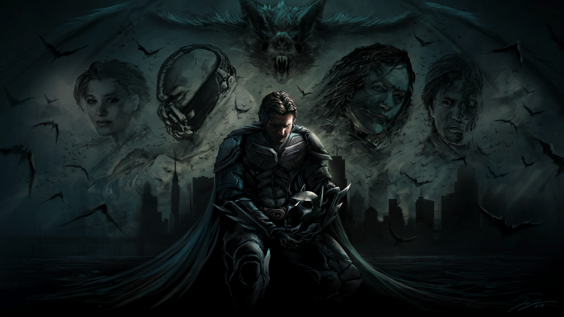 Christian Bale Batman Bane Dc Comics Two Face Heath Ledger Bat 1920x1080