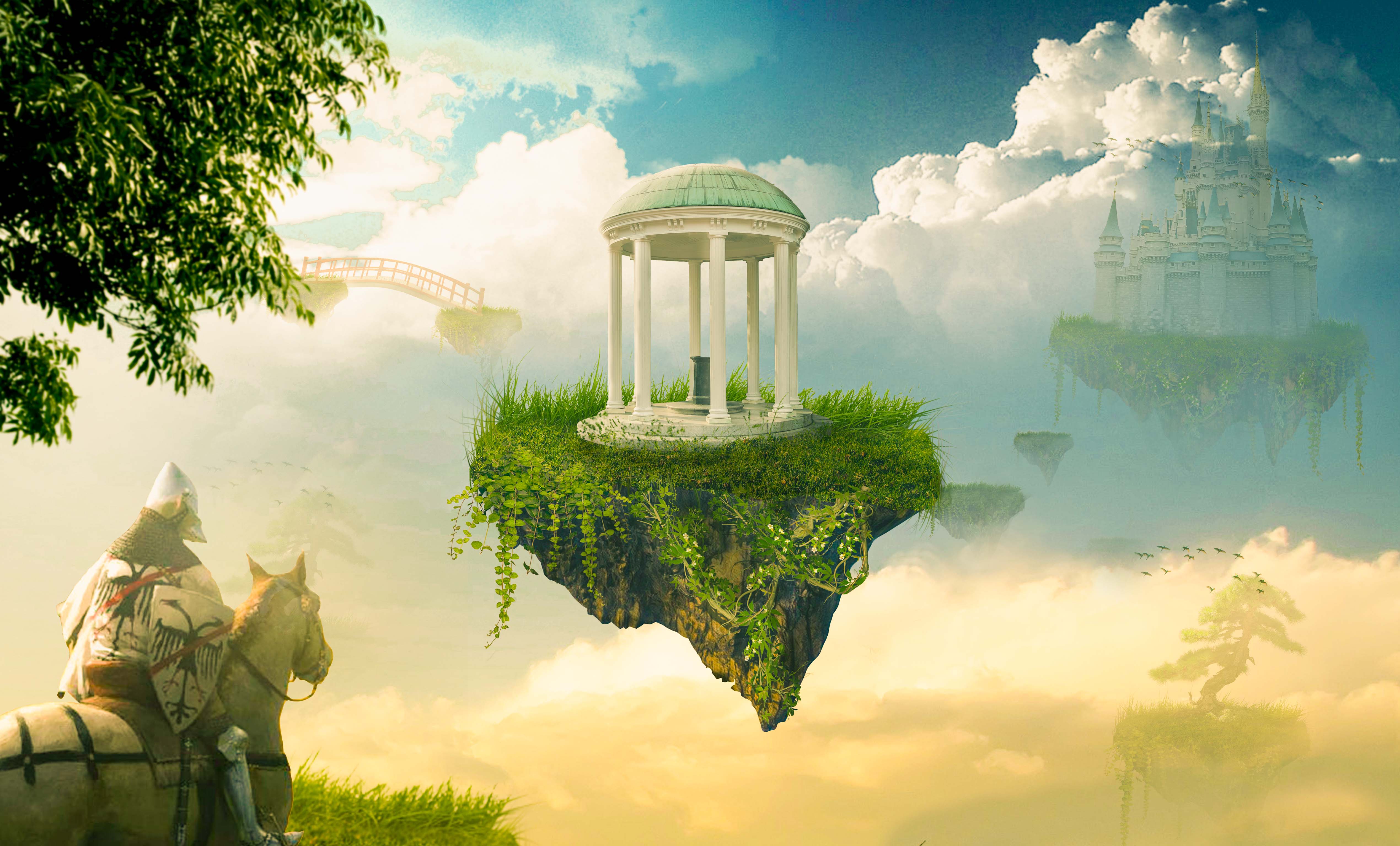 Fantastic Realism Digital Digital Art Island Sky Floating Island Floating Castle Nature 5078x3070
