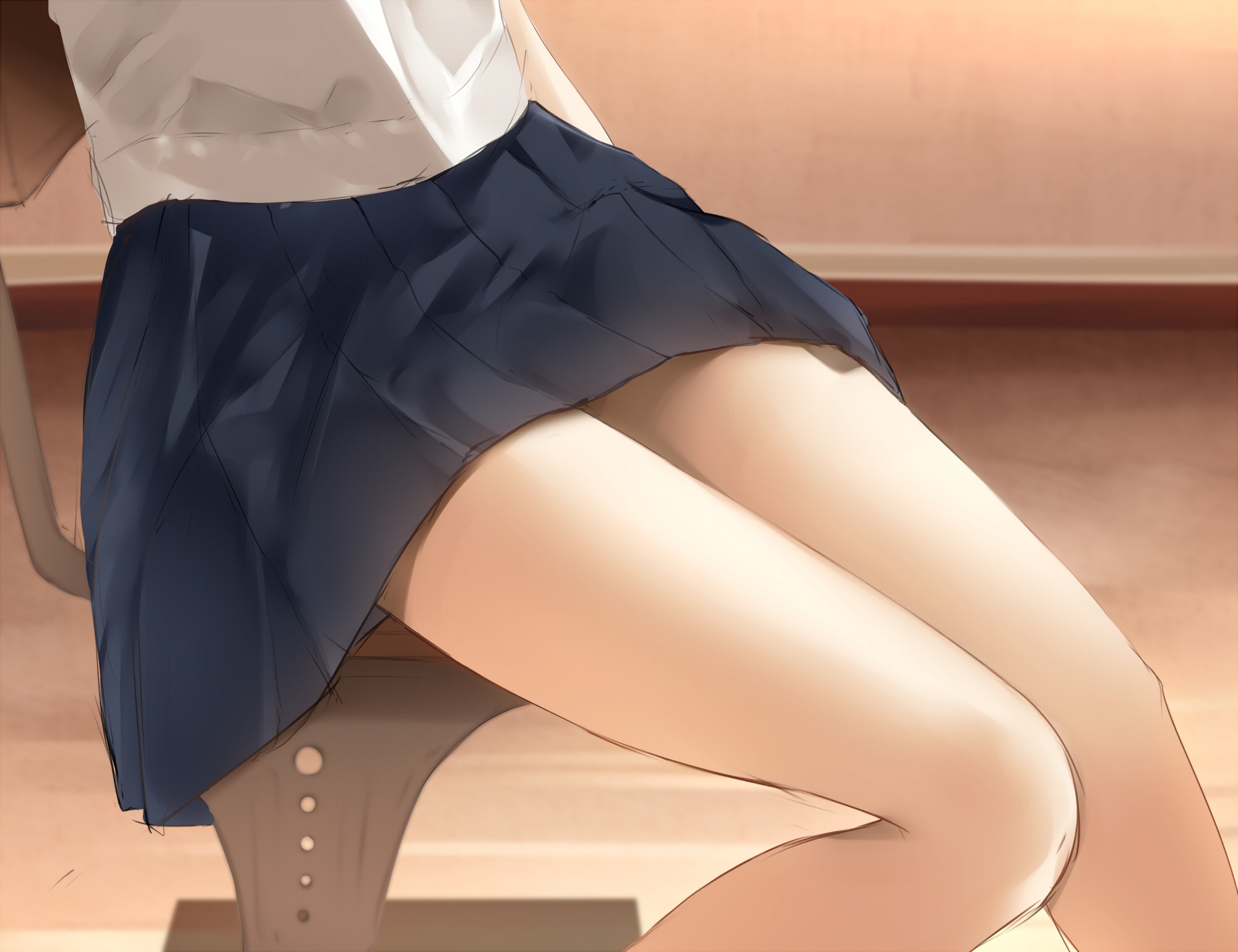 Anime Girls Skirt Legs Chair Black Skirts 2000x1538