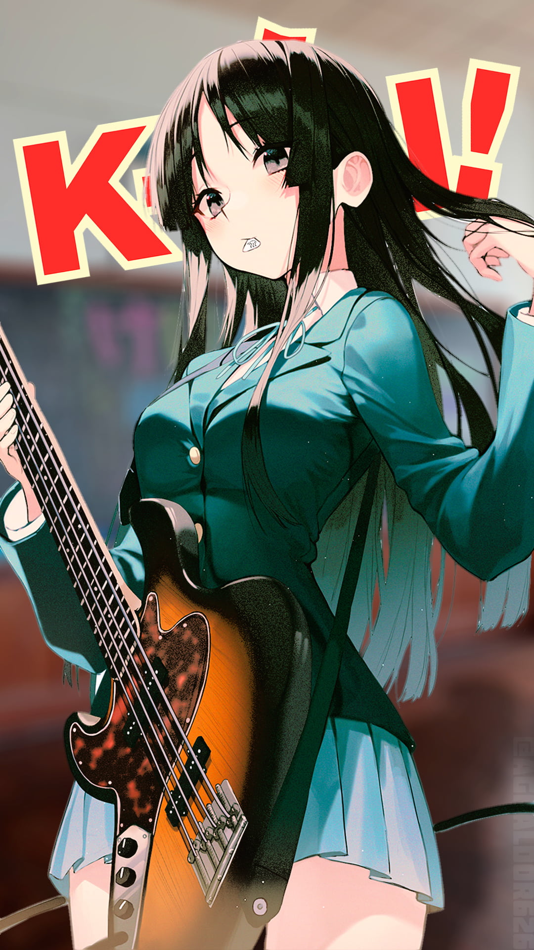 K ON Akiyama Mio Portrait Display Artwork Guitar 1080x1920