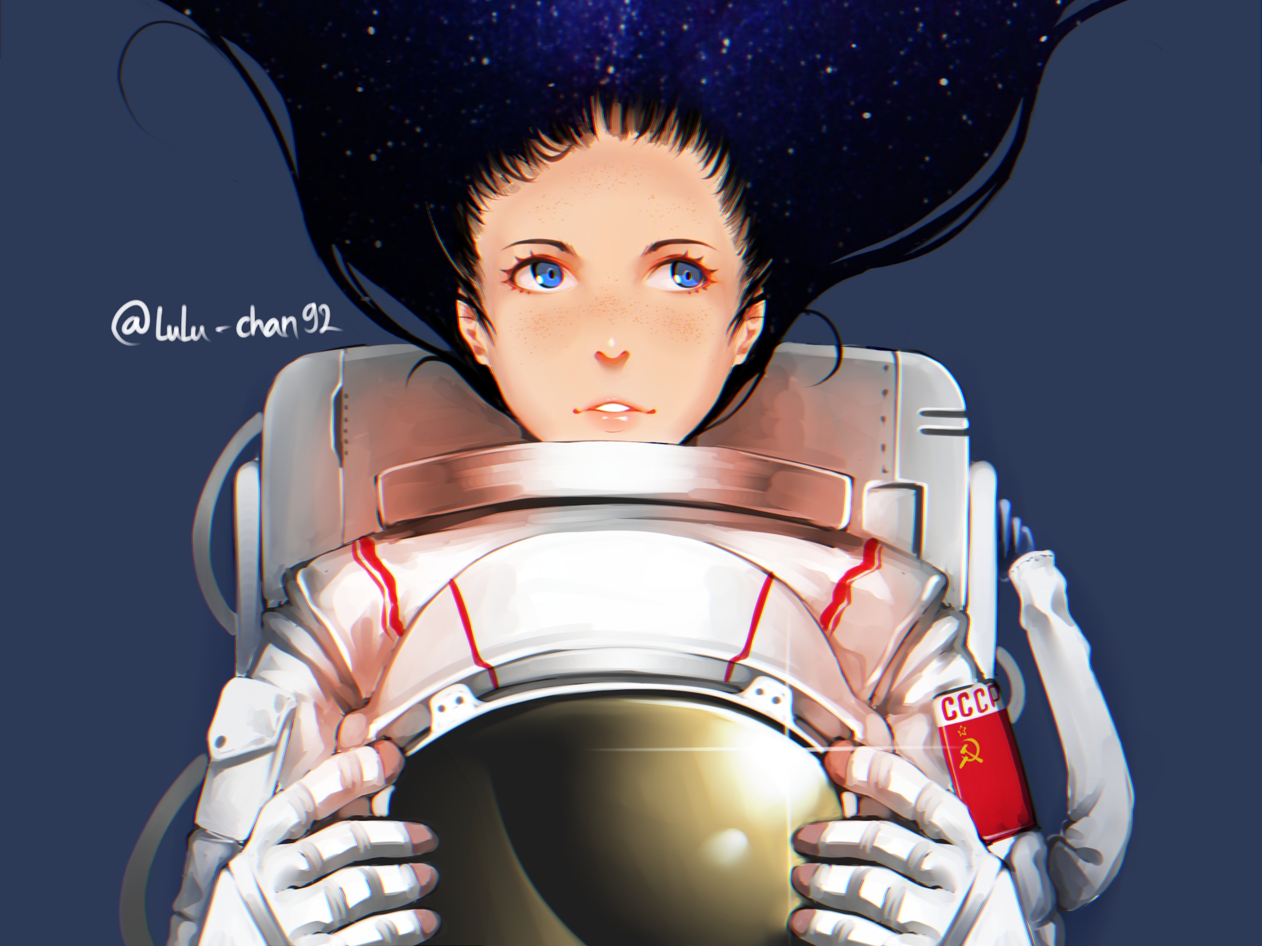 Girl Blue Eyes Astronaut 2480x1860